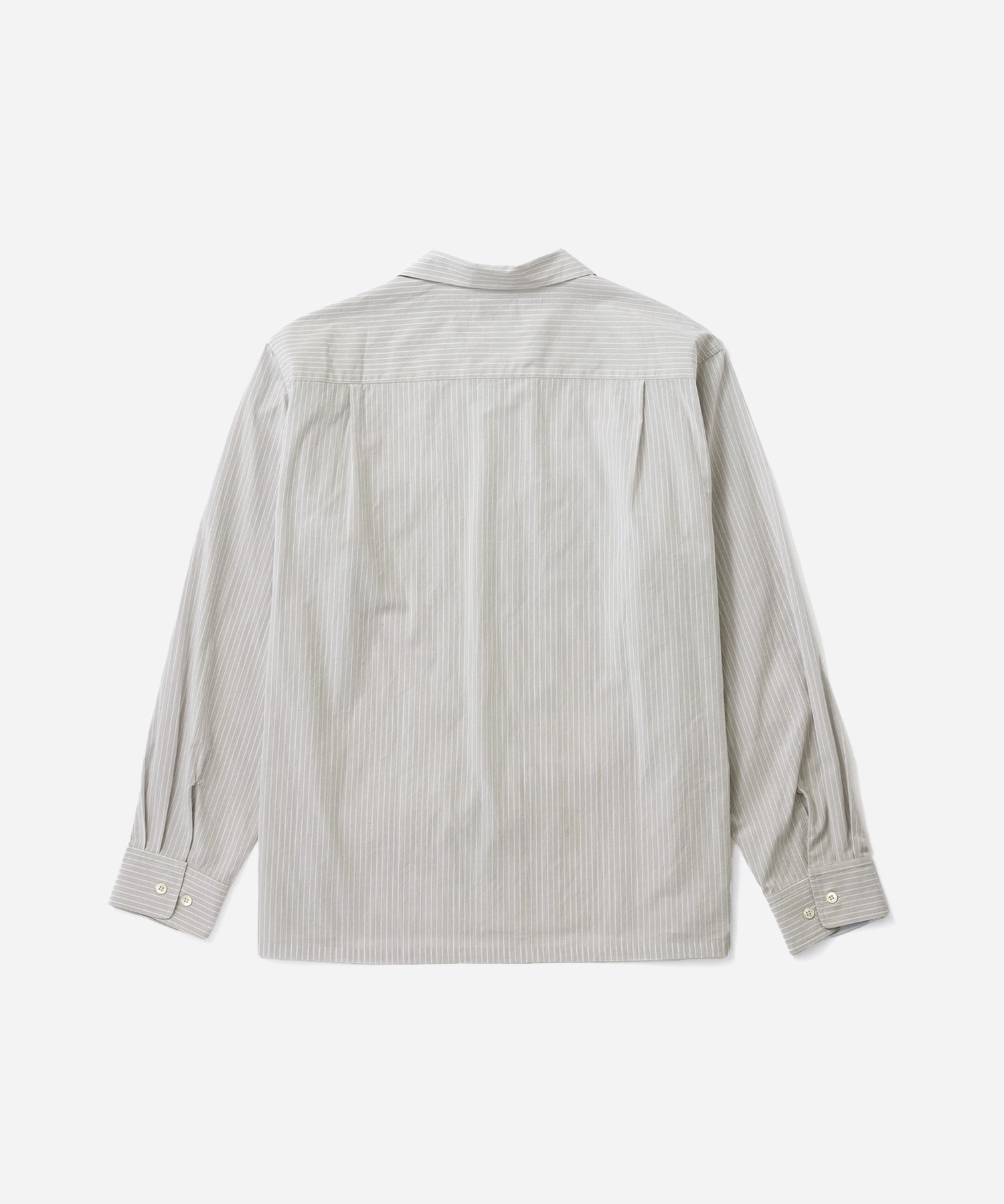 Saturdays NYC Marco Stripe Open Collar Shirt in Light Gray