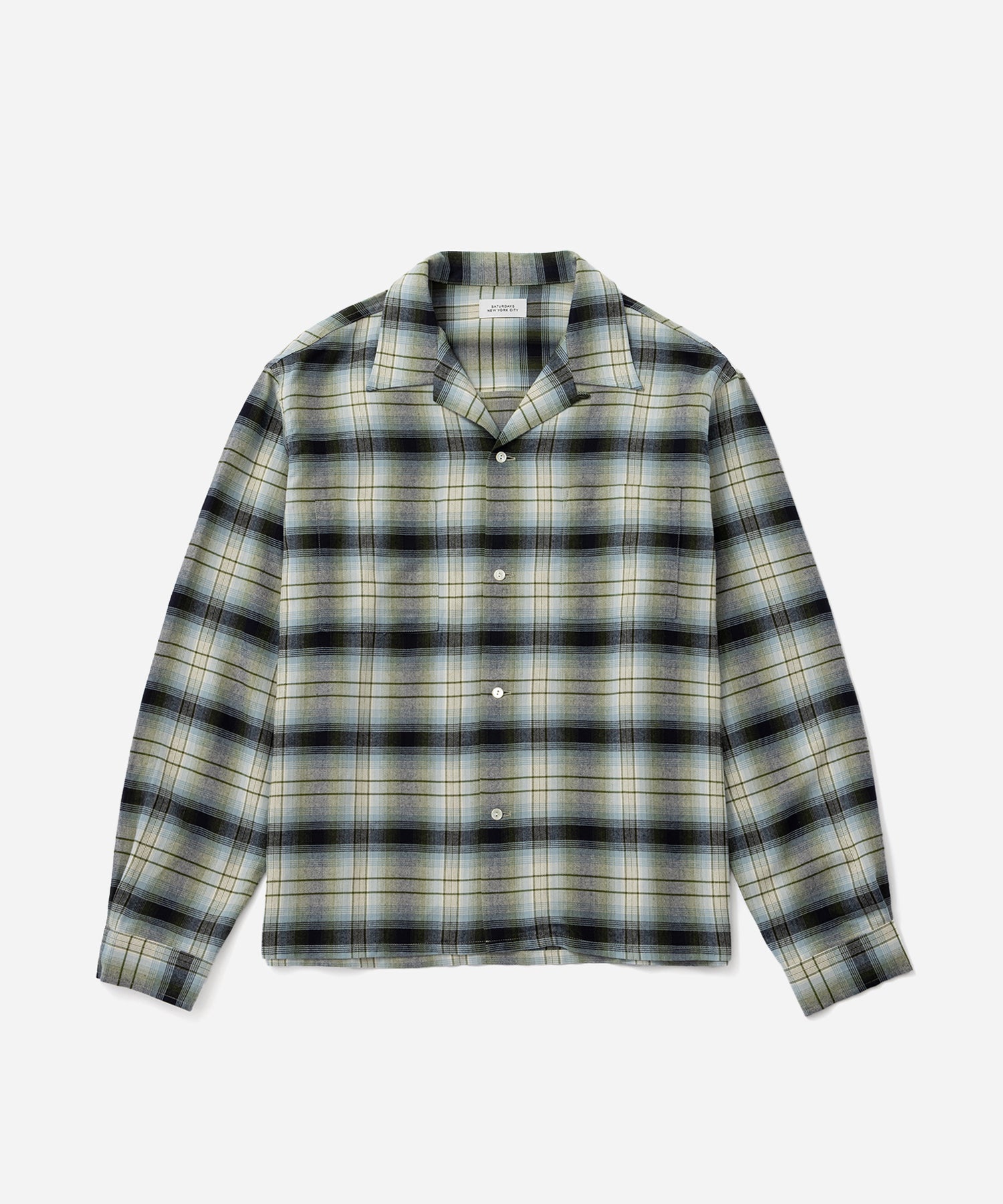 Saturdays NYC Marco Vintage Check Long Sleeve Shirt in Ivory