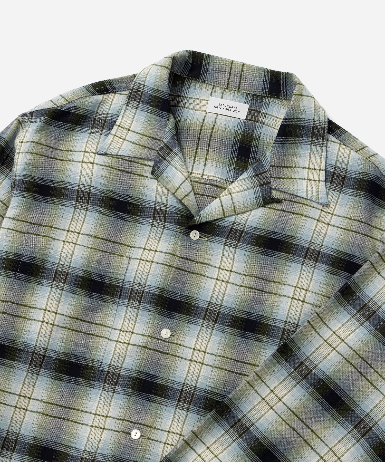 Saturdays NYC Marco Vintage Check Long Sleeve Shirt in Ivory