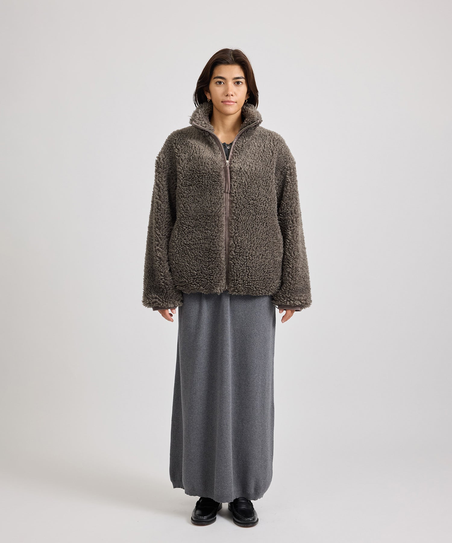 Saturdays NYC Alessia Boa Fleece Blouson in Gray