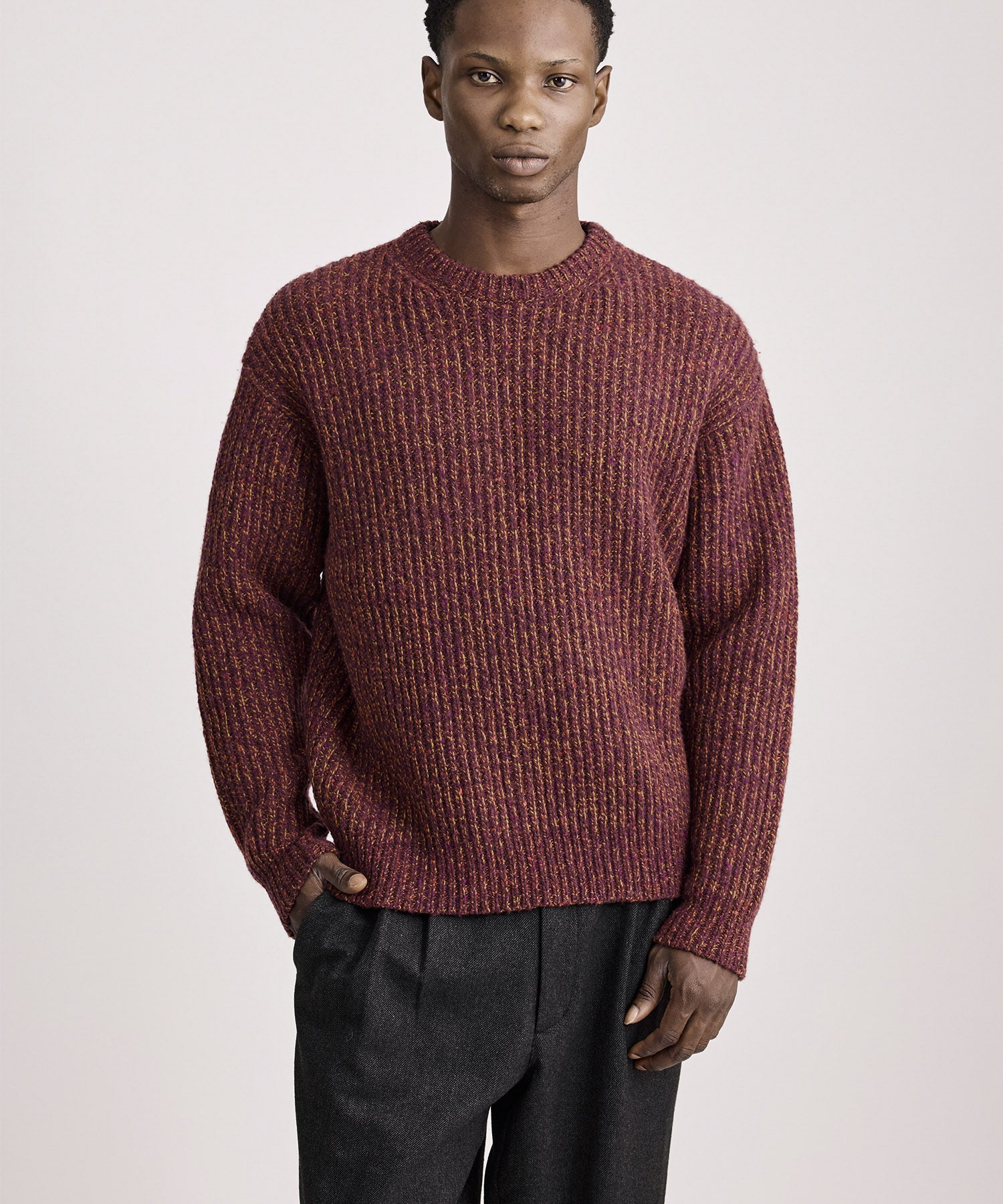 Saturdays NYC Atkins Speckled Sweater in Wine