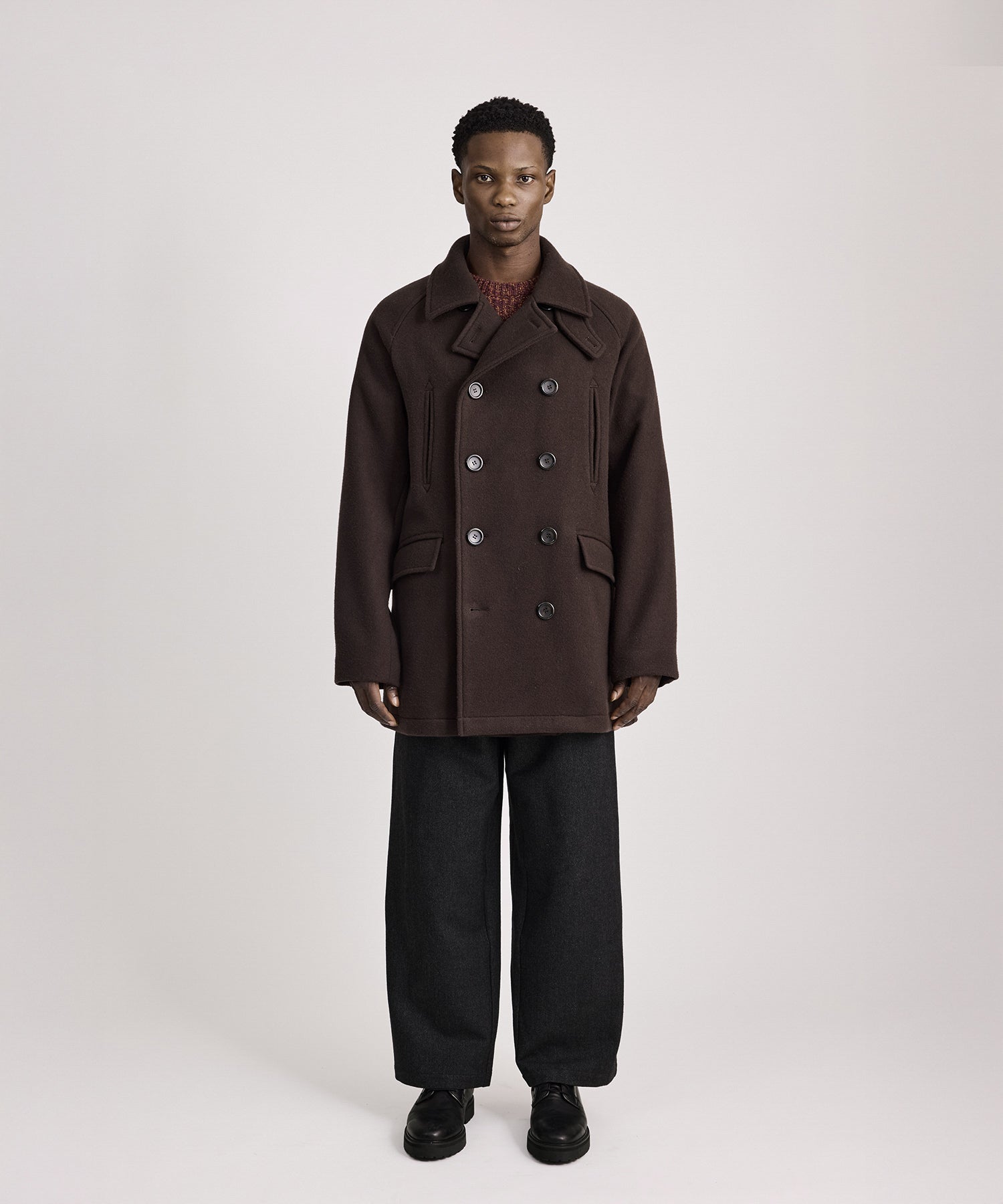 Saturdays NYC Soichi Peacoat in Dark Brown