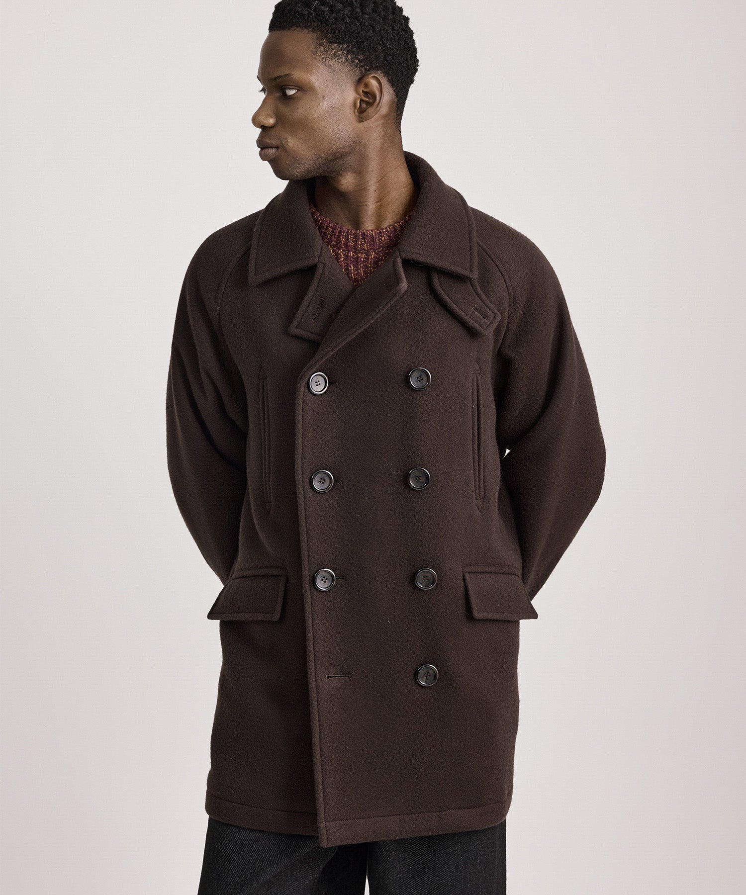 Saturdays NYC Soichi Peacoat in Dark Brown
