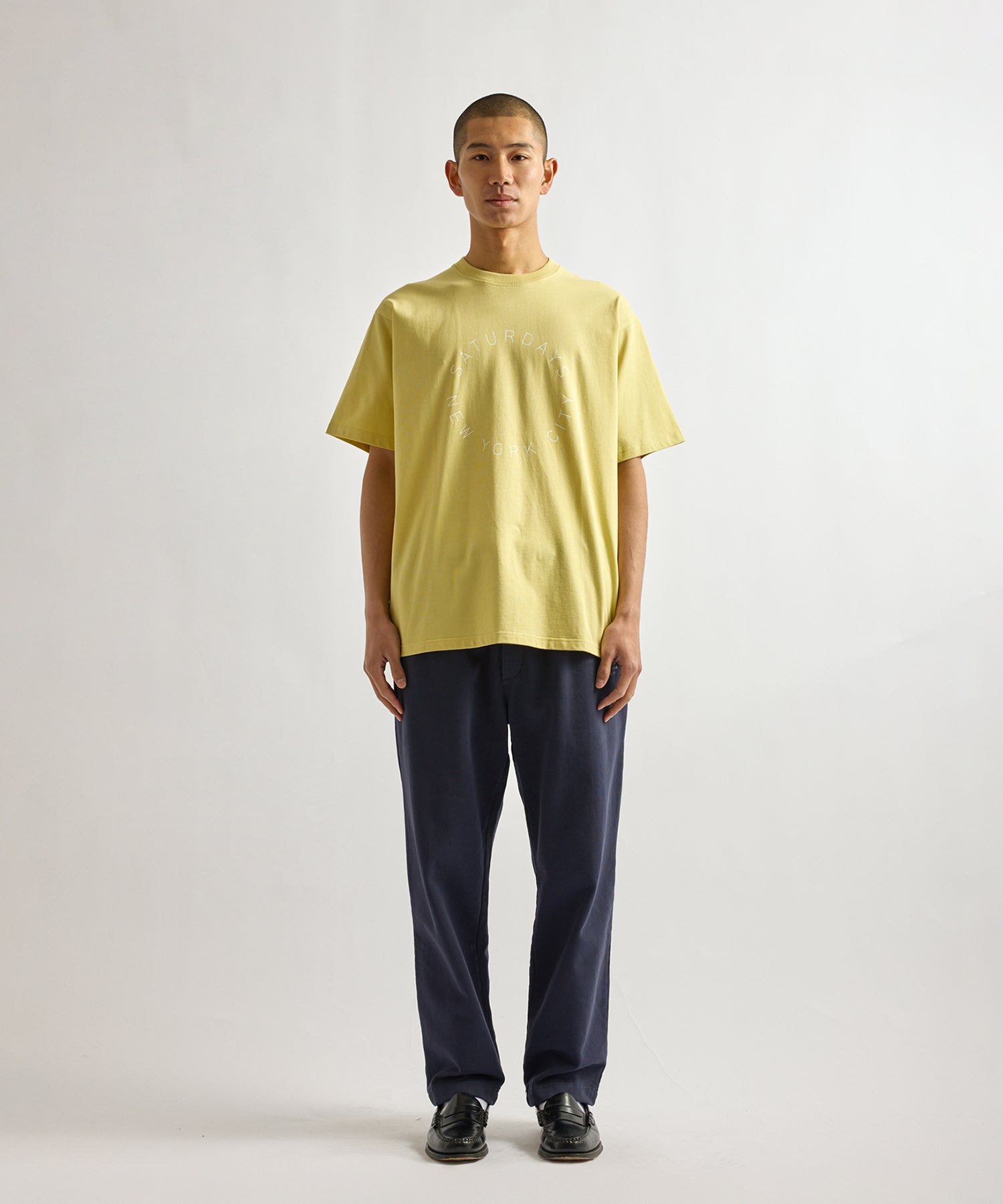 Saturdays NYC Circular Saturdays Logo Short Sleeve Tee in Yellow