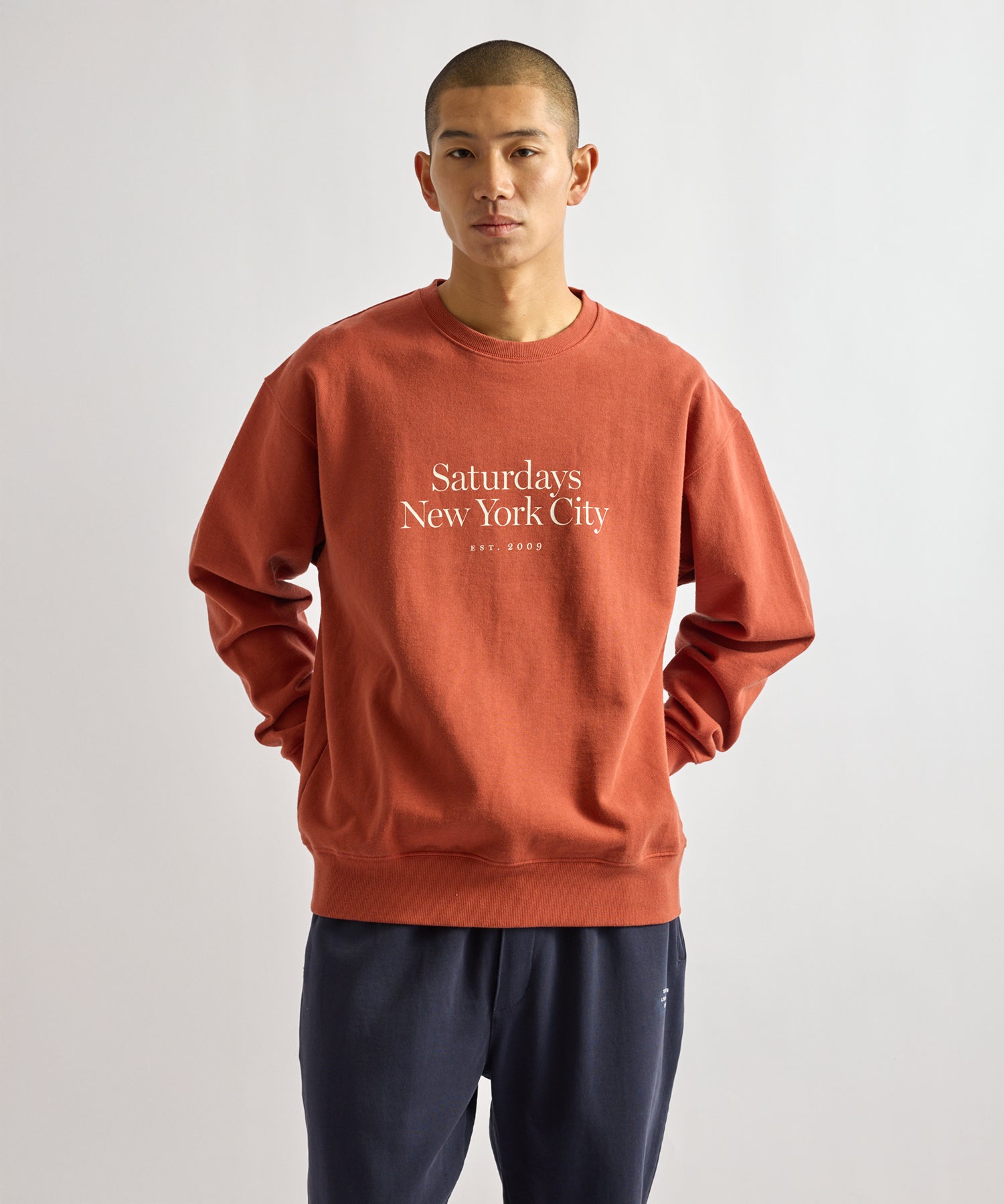 Saturdays NYC Bowery Miller Standard Crew Sweatshirt in Brick