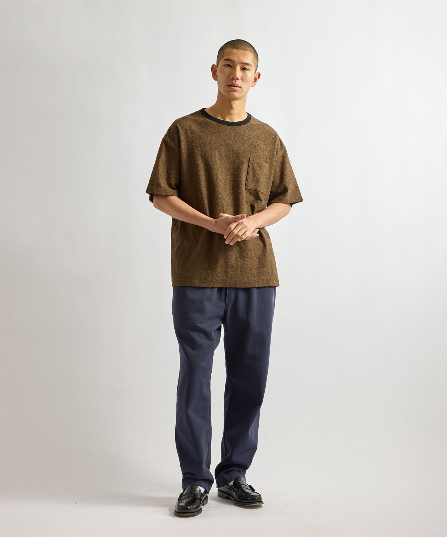 Saturdays NYC Ringer Pile Relaxed Short Sleeve Tee in Dark Brown