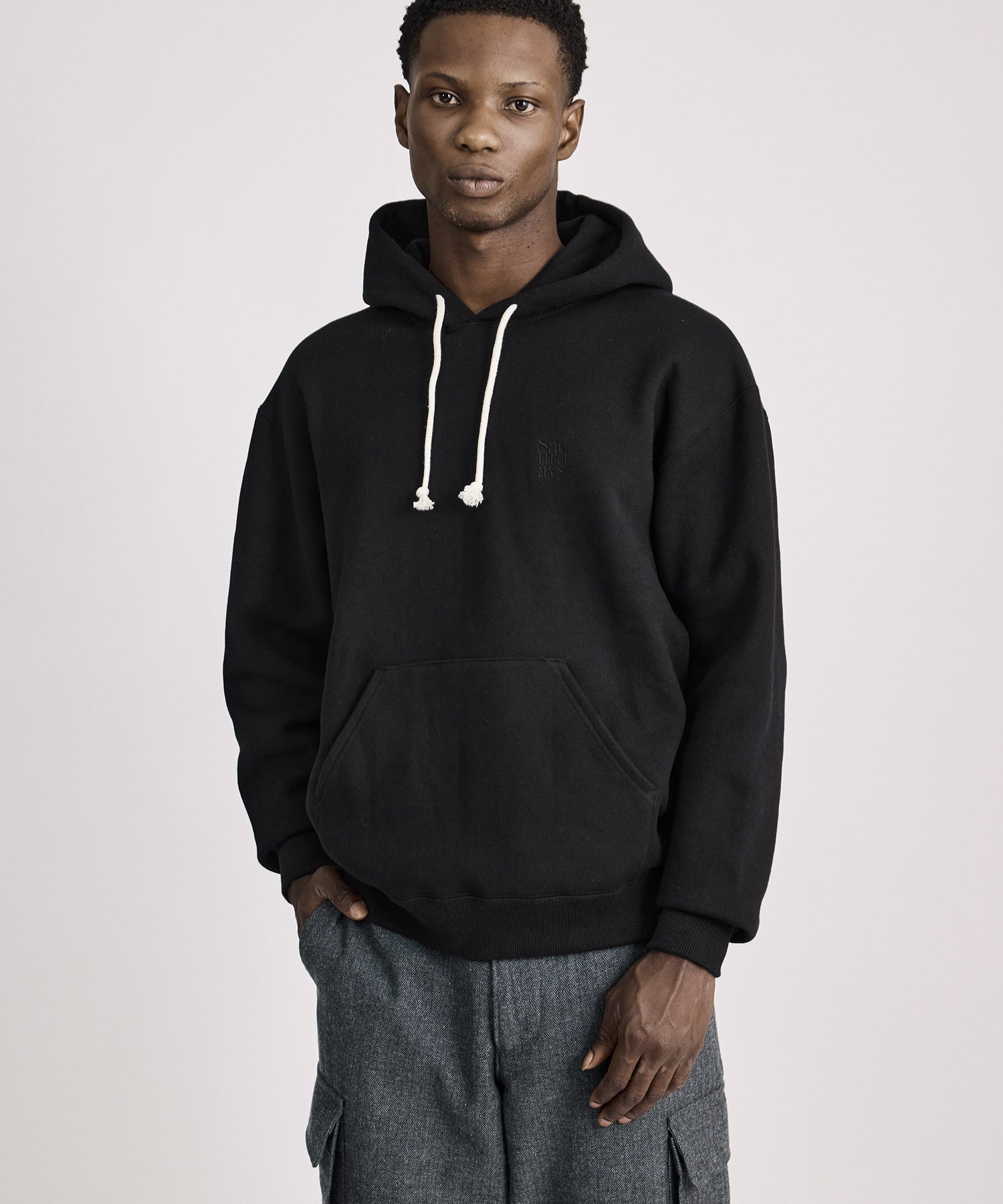 Saturdays NYC Warren Miller Stacked Hoodie in Black
