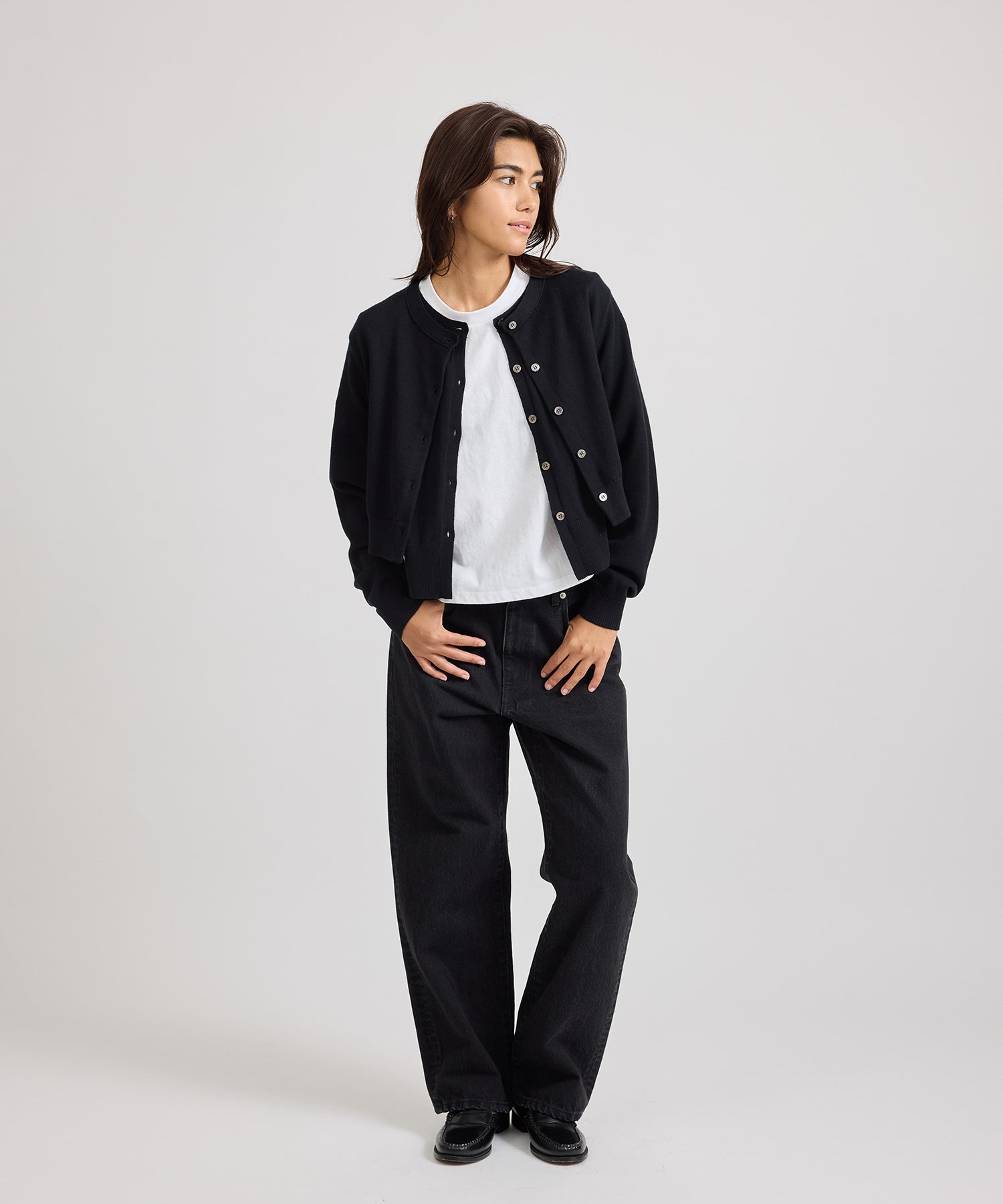 Saturdays NYC Halle Double Layer Cardigan in Black