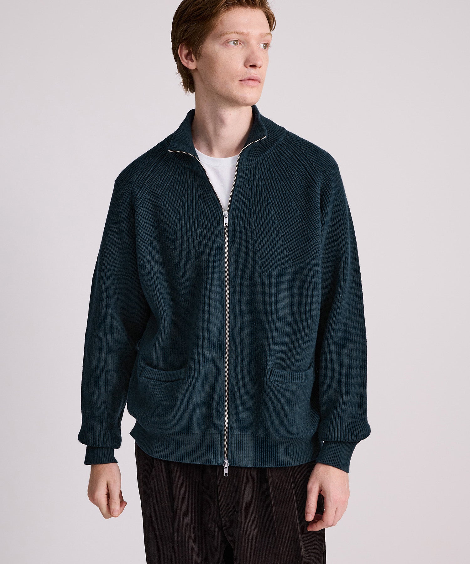 Saturdays NYC Henderson Zip Thru Knit in Blue