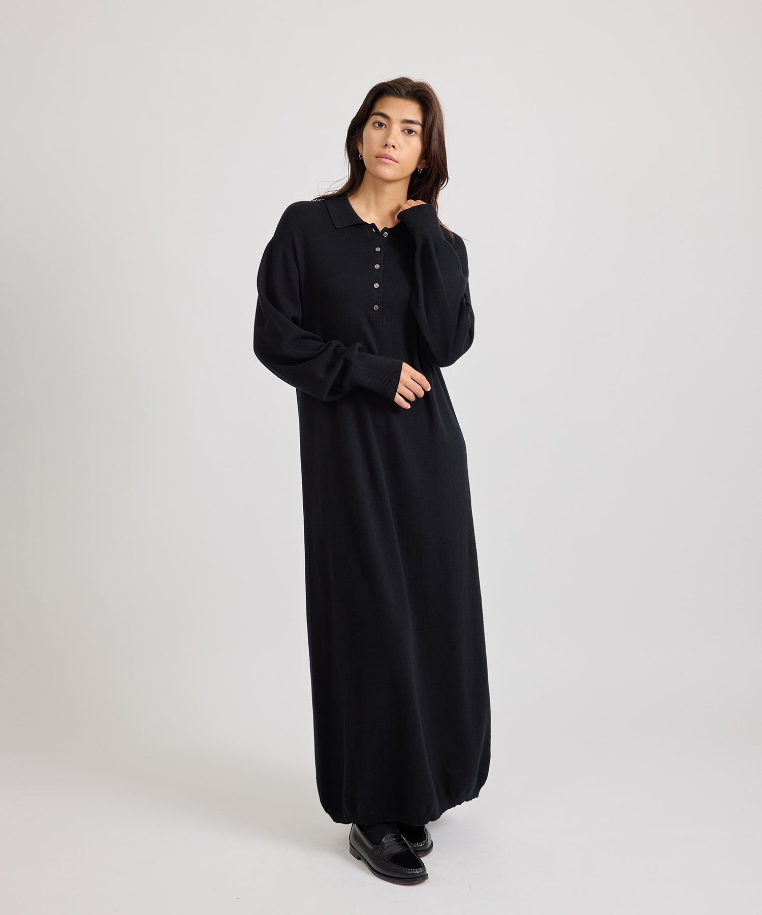 Saturdays NYC Martina Collared Dress in Black