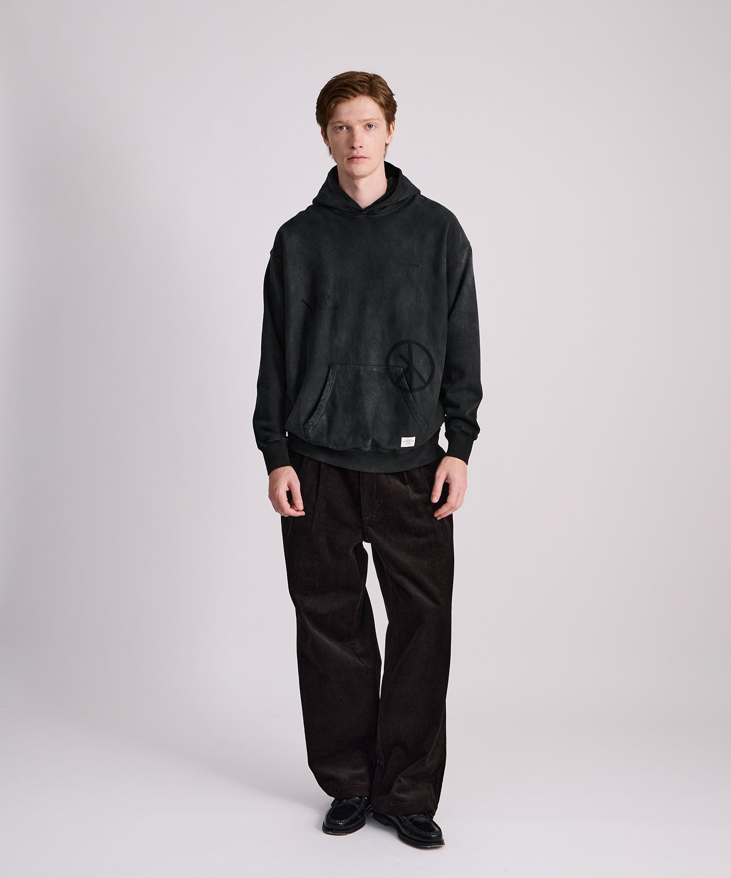 Saturdays NYC Warren Sunburned Peace Hoodie in Charcoal