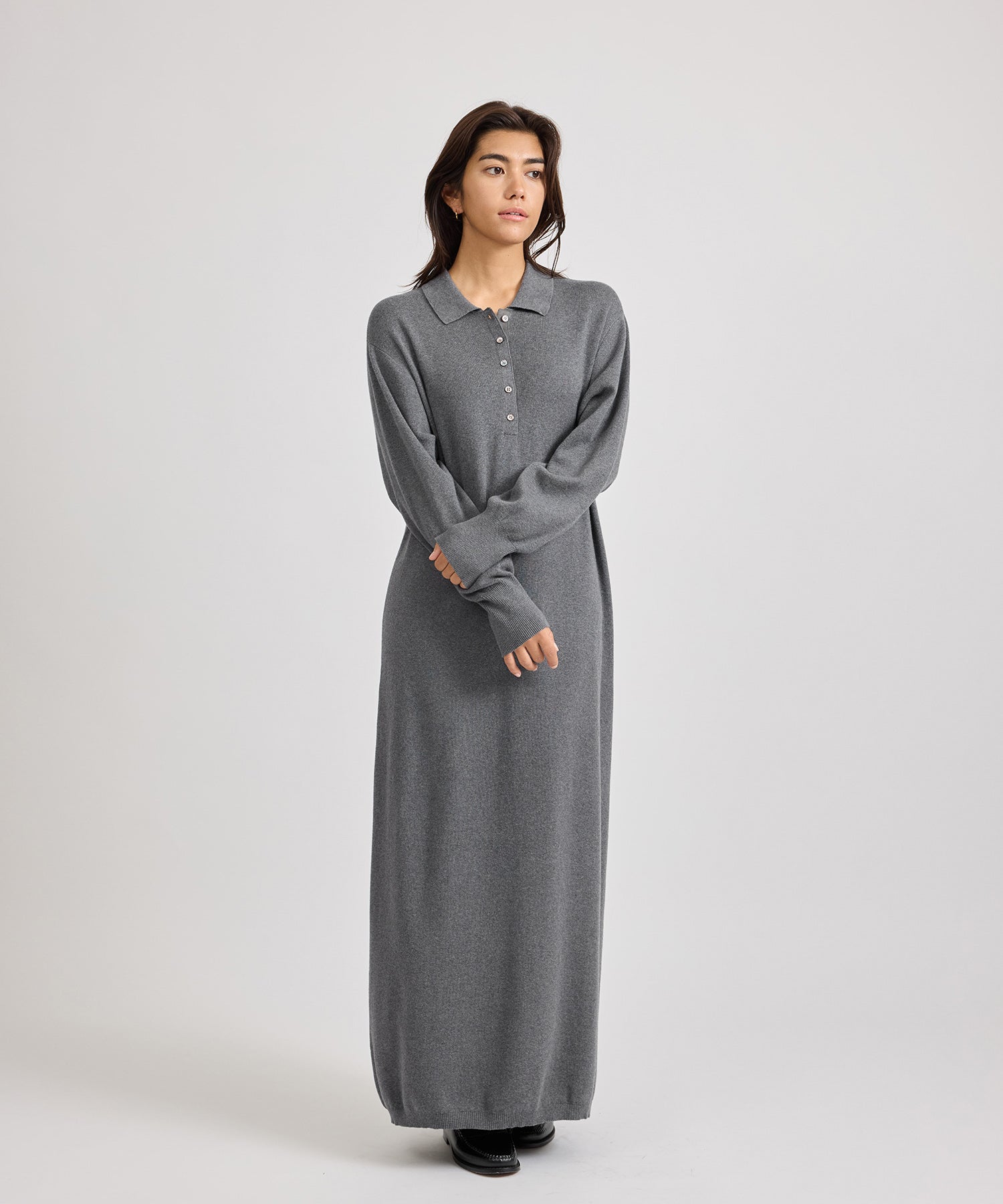 Saturdays NYC Martina Collared Dress in Charcoal