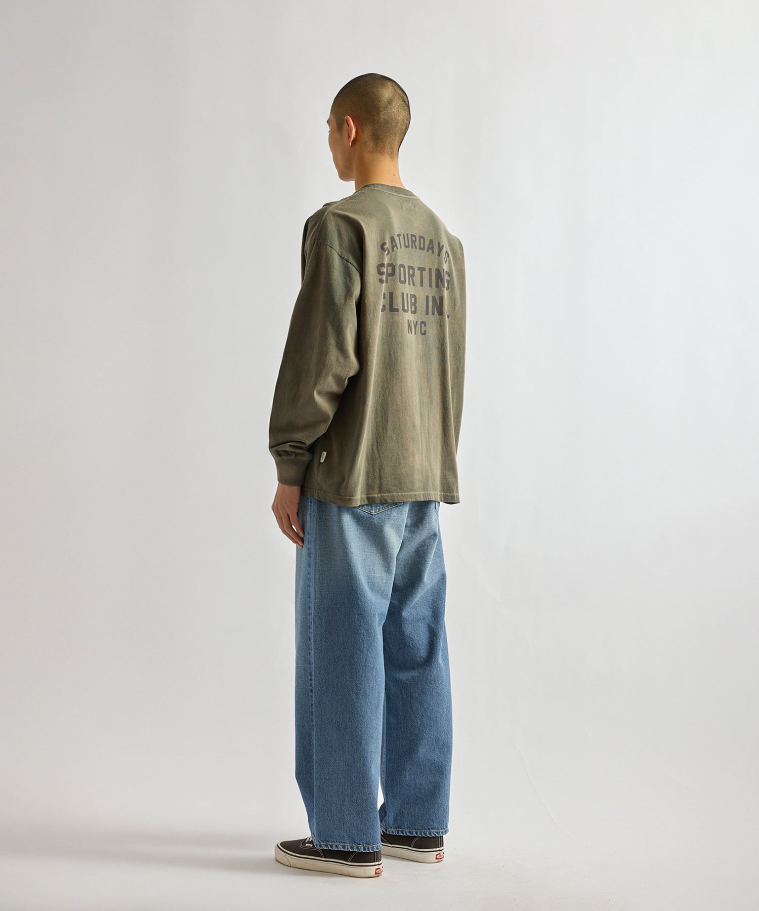 Saturdays NYC Collegiate Printed Long Sleeve Tee in Olive