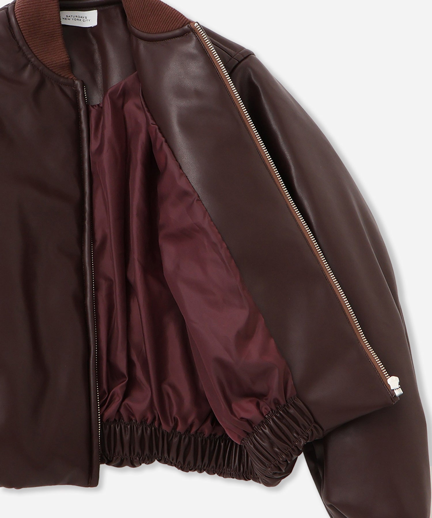 Saturdays NYC Dorothy Cropped Bomber Jacket in Wine