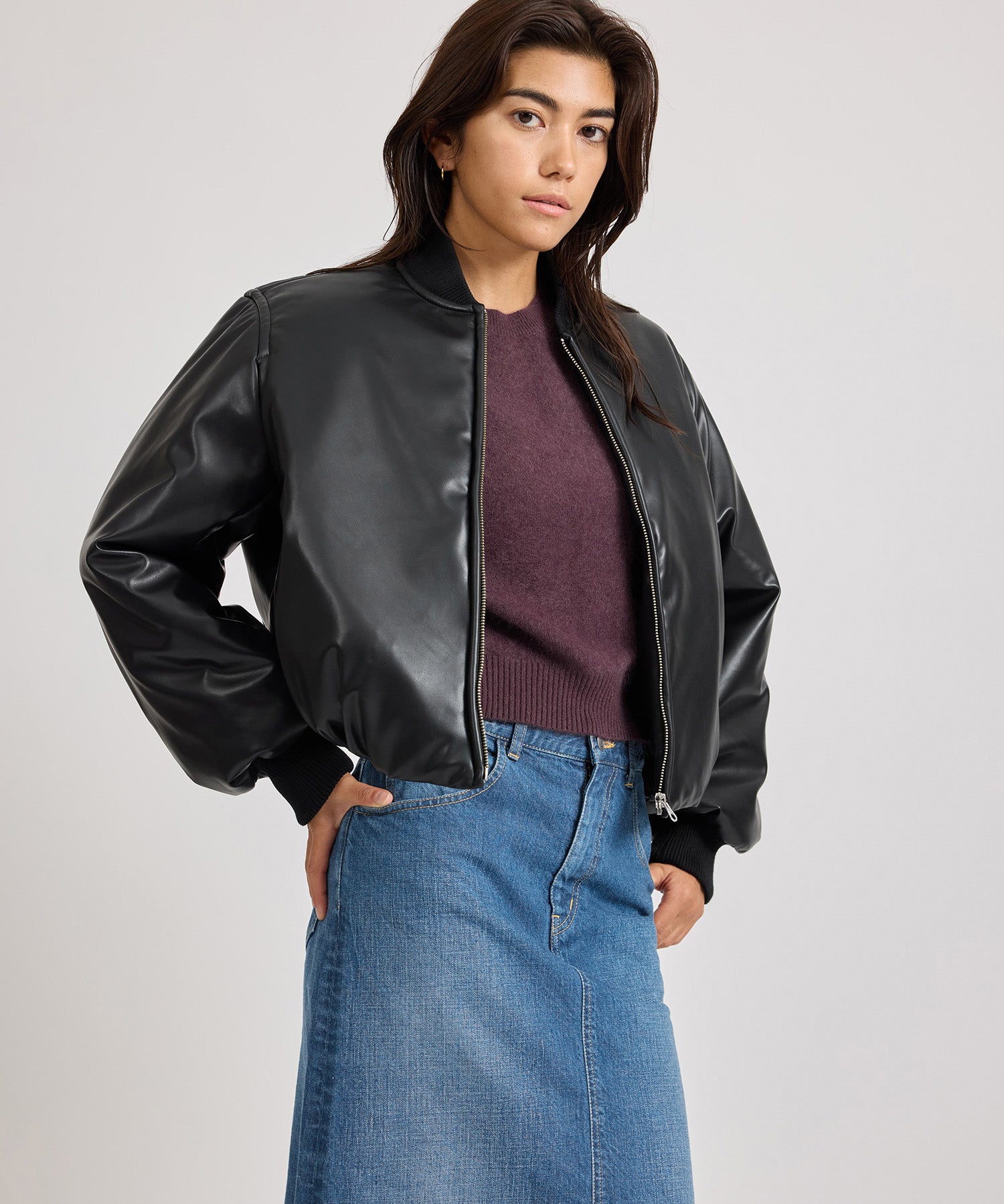 Saturdays NYC Dorothy Cropped Bomber Jacket in Black