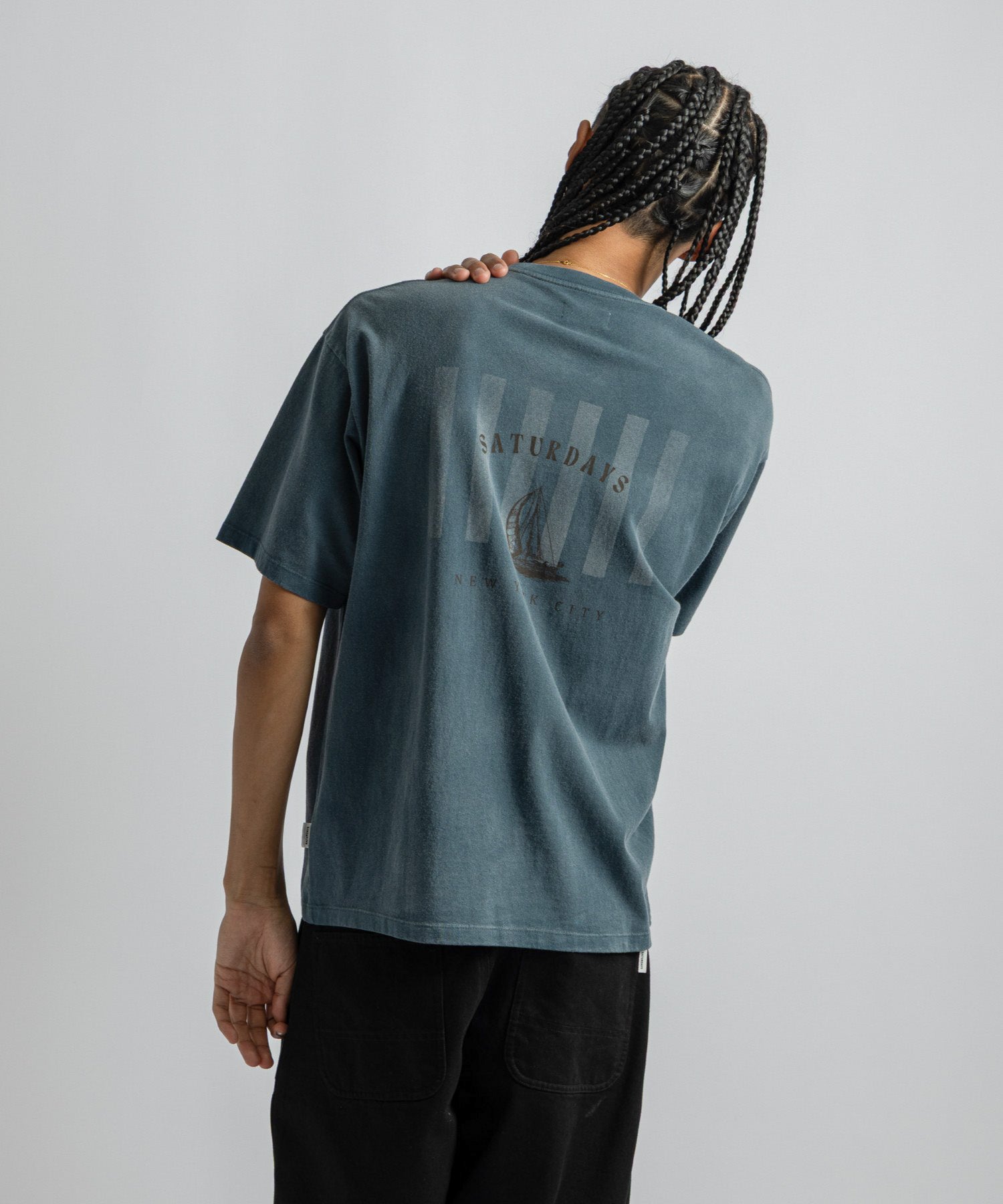 Saturdays NYC Sailboat Relaxed Tee in Blue