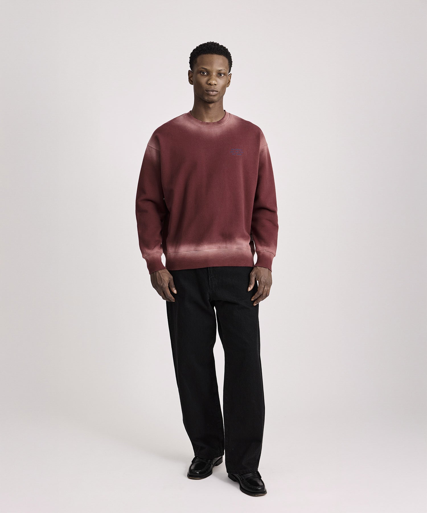 Saturdays NYC Ari Relaxed Faded Dye Sweatshirt in Wine