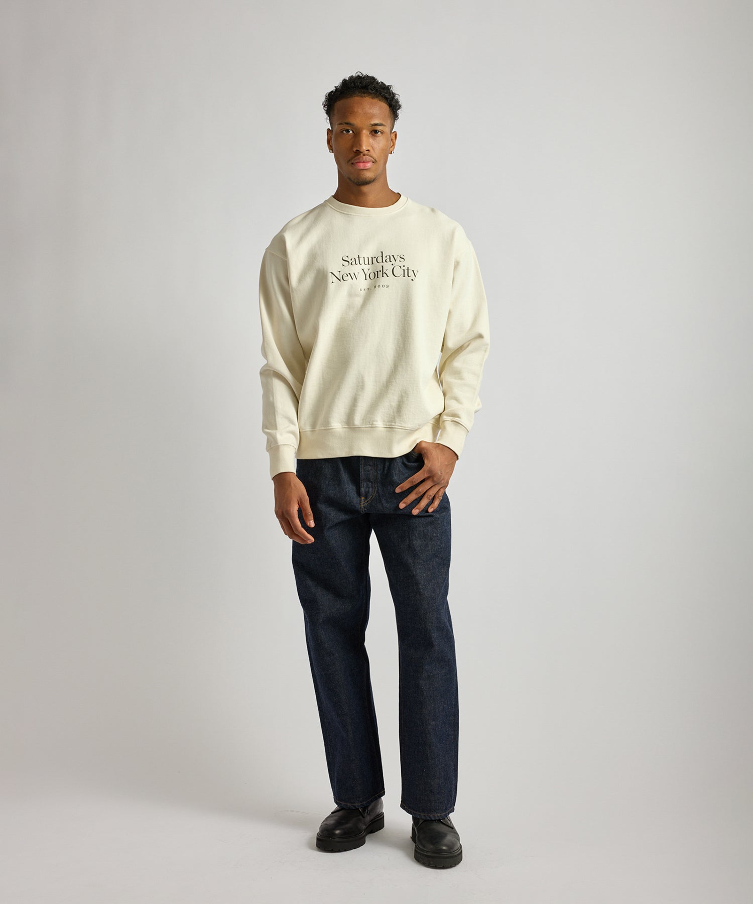 Saturdays NYC Bowery Miller Standard Crew Sweatshirt in Ivory