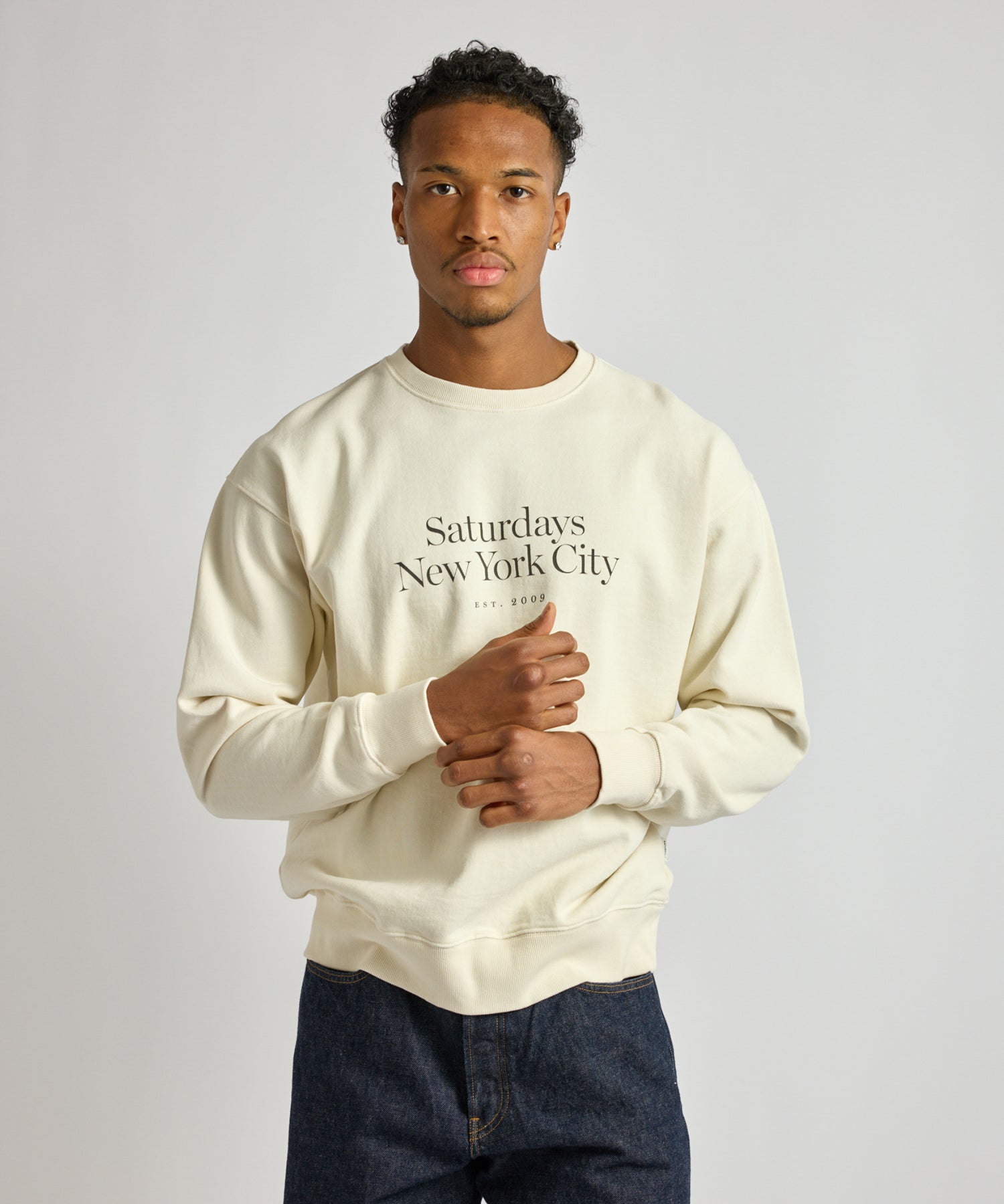Saturdays NYC Bowery Miller Standard Crew Sweatshirt in Ivory