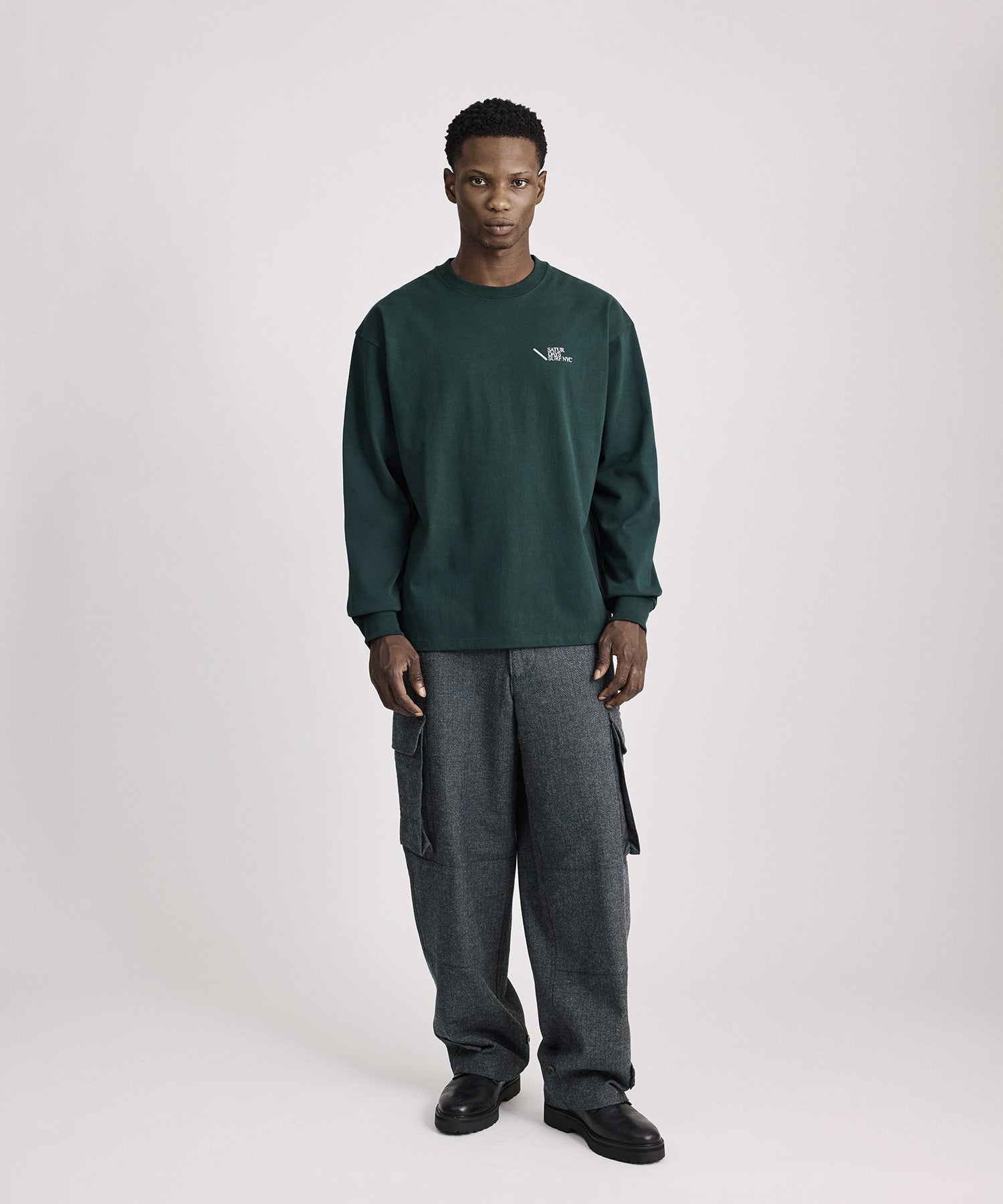 Saturdays NYC Balugo Herringbone Pant in Gray
