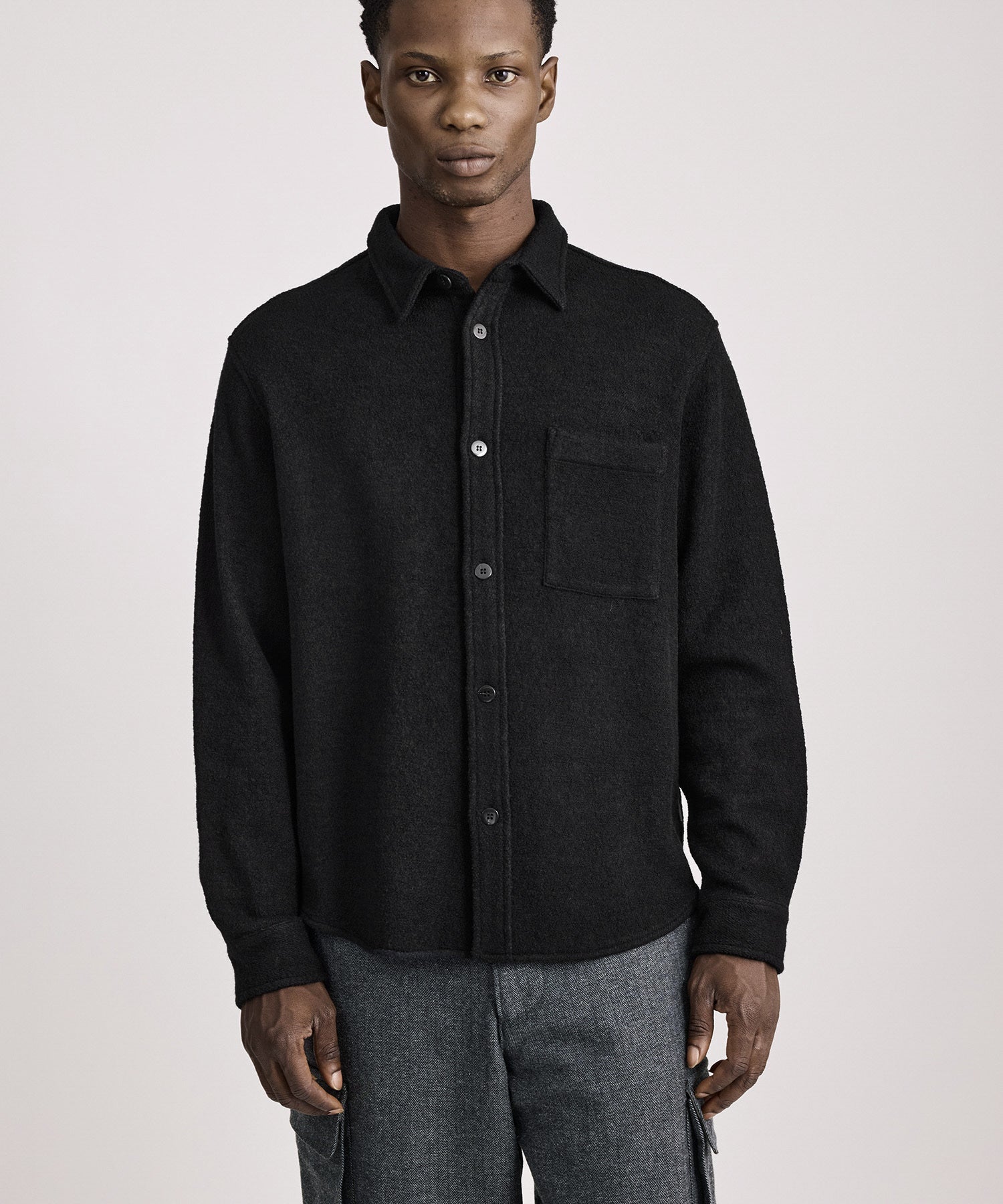 Saturdays NYC Ryan Heavy Boucle Shirt in Black