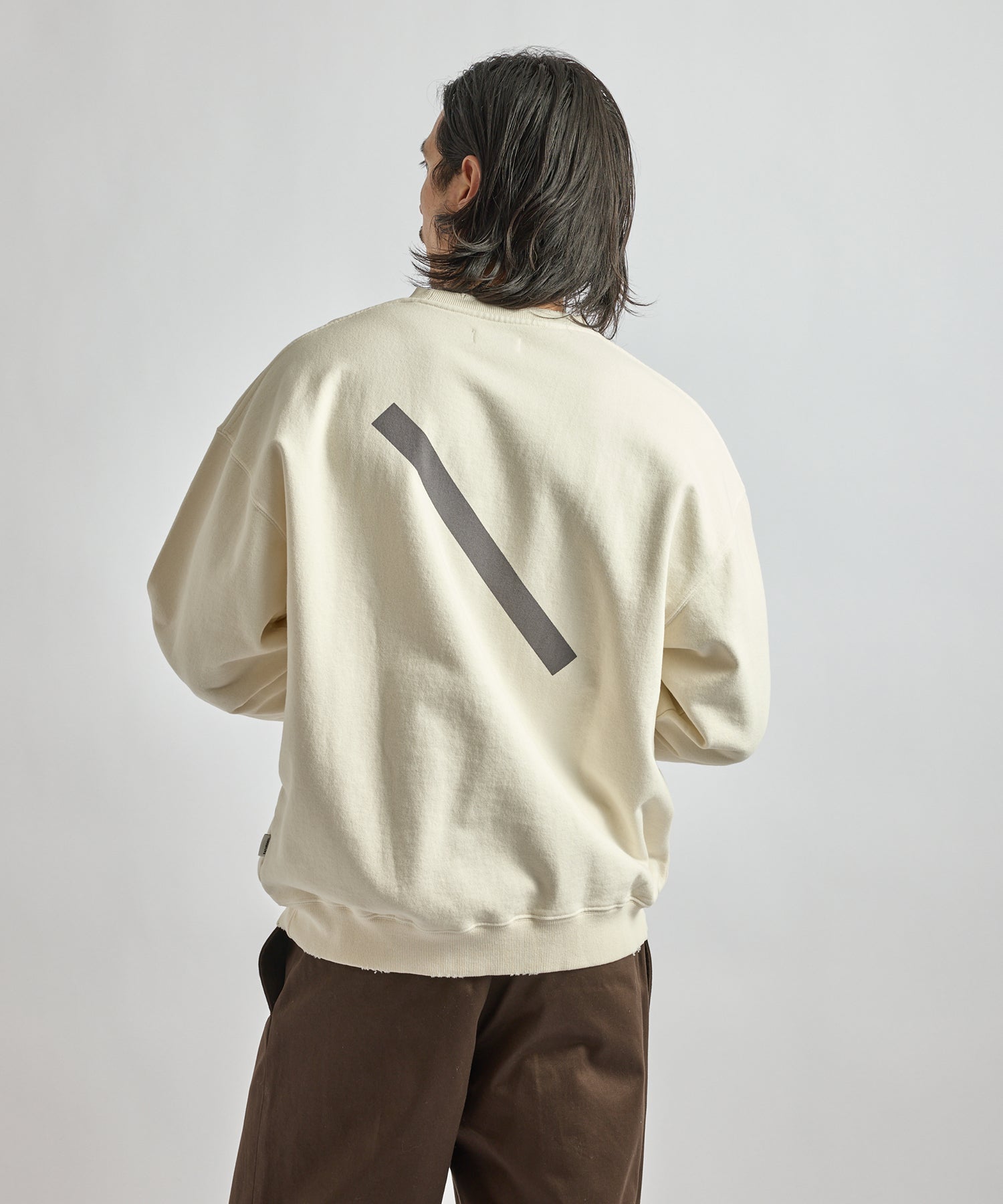 Saturdays NYC Bowery Garment Dyed Slash Sweatshirt in Ivory