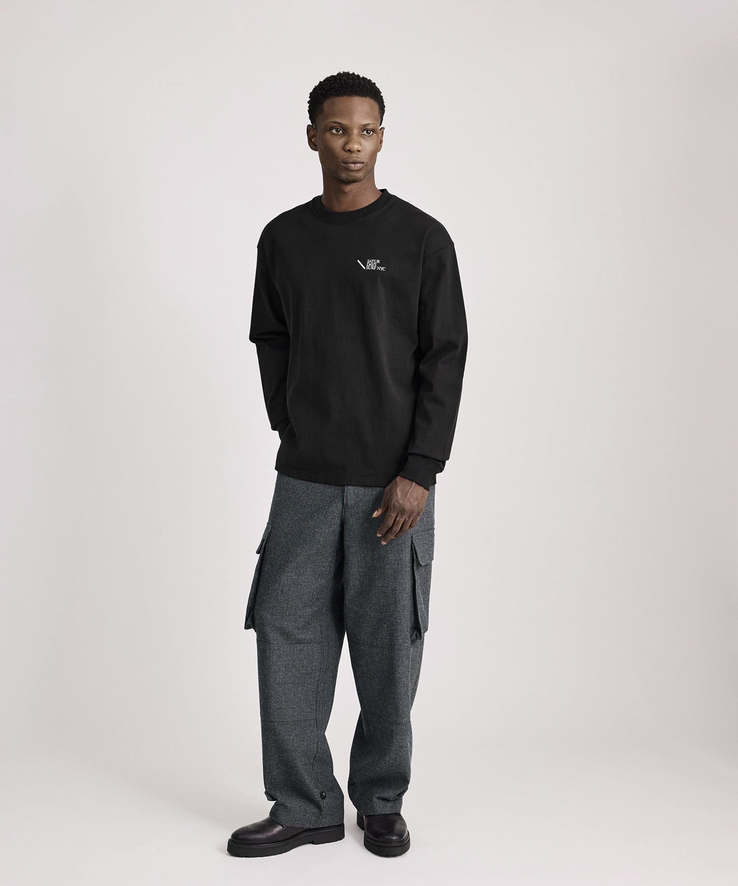 Saturdays NYC Max Weight Relaxed Surf Long Sleeve Tee in Black