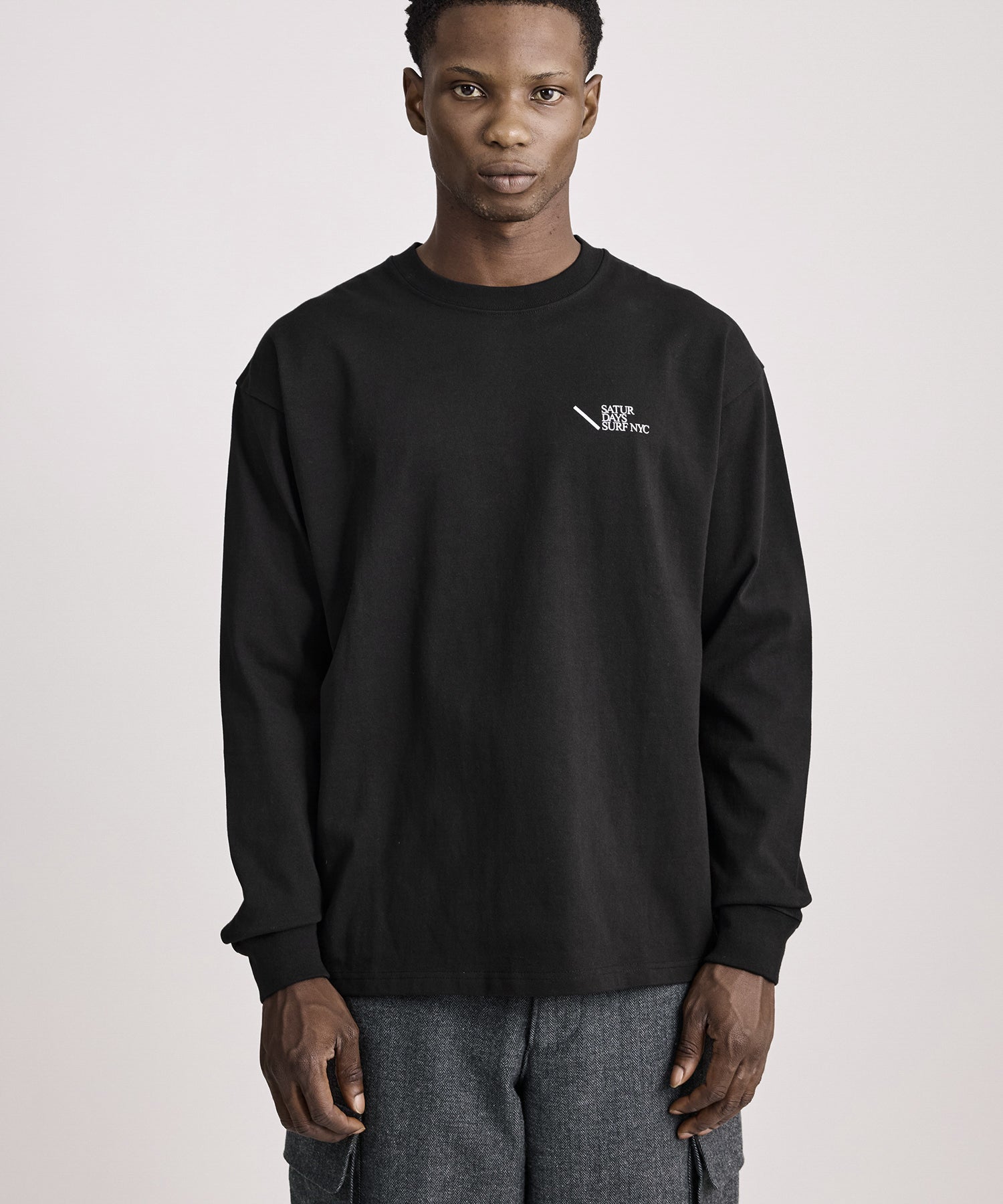 Saturdays NYC Max Weight Relaxed Surf Long Sleeve Tee in Black