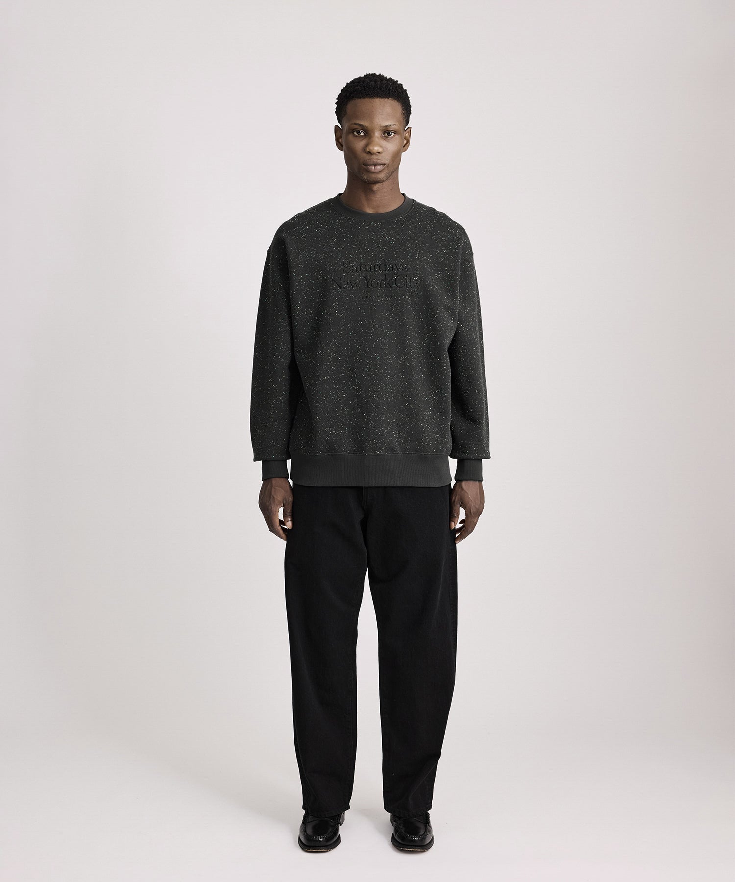 Saturdays NYC Bowery Speckle Sweatshirt in Charcoal
