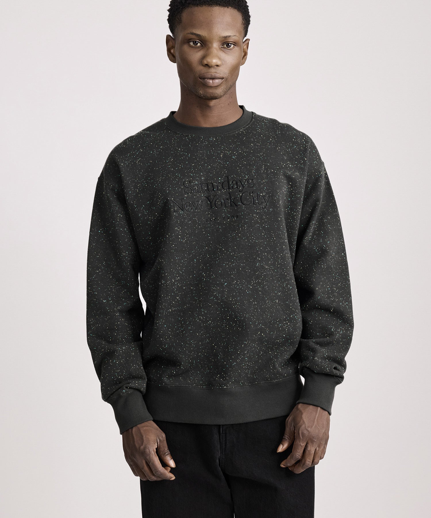 Saturdays NYC Bowery Speckle Sweatshirt in Charcoal
