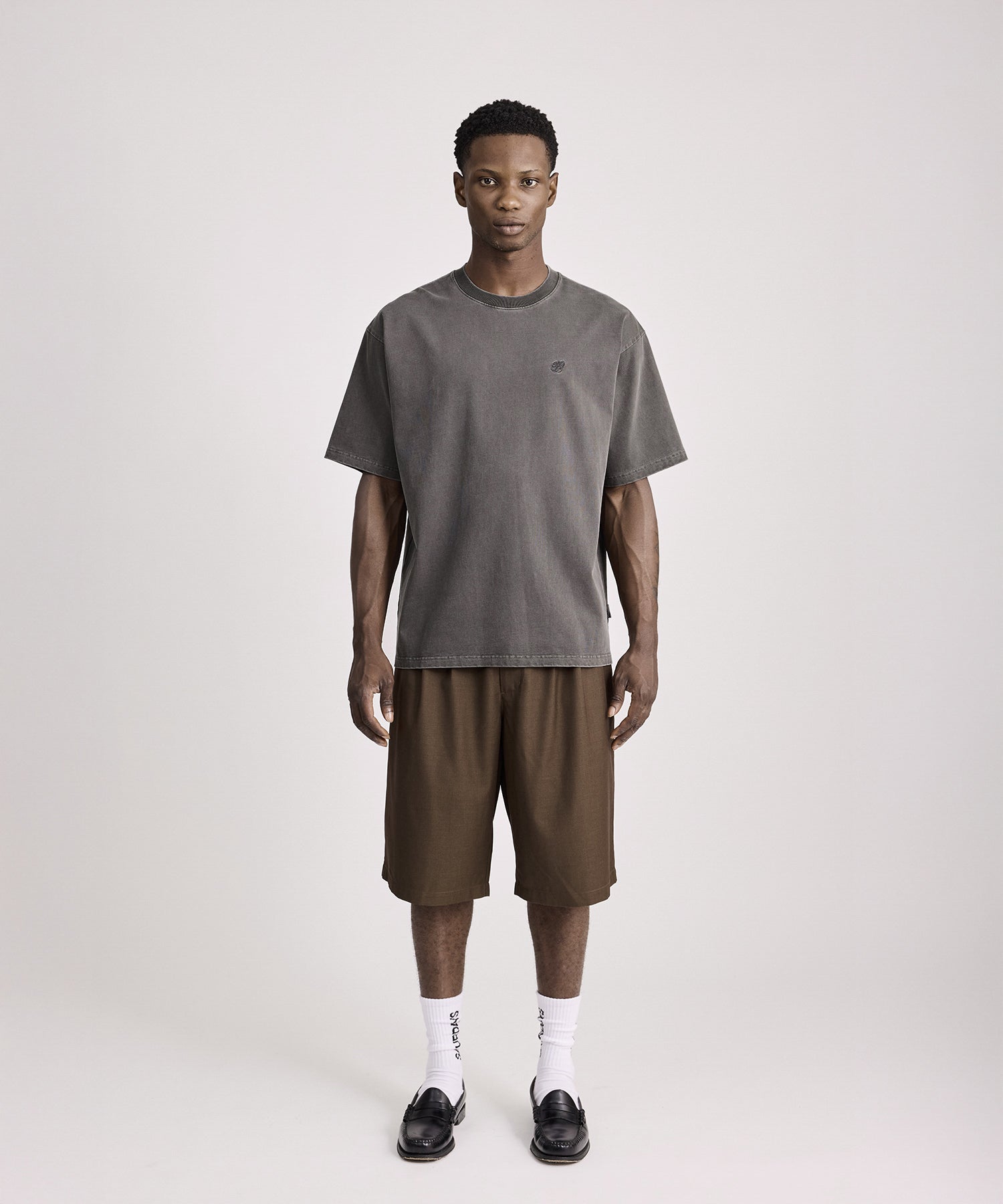 Saturdays NYC SNYC Relaxed Pigment Dyed Short Sleeve Tee in Black