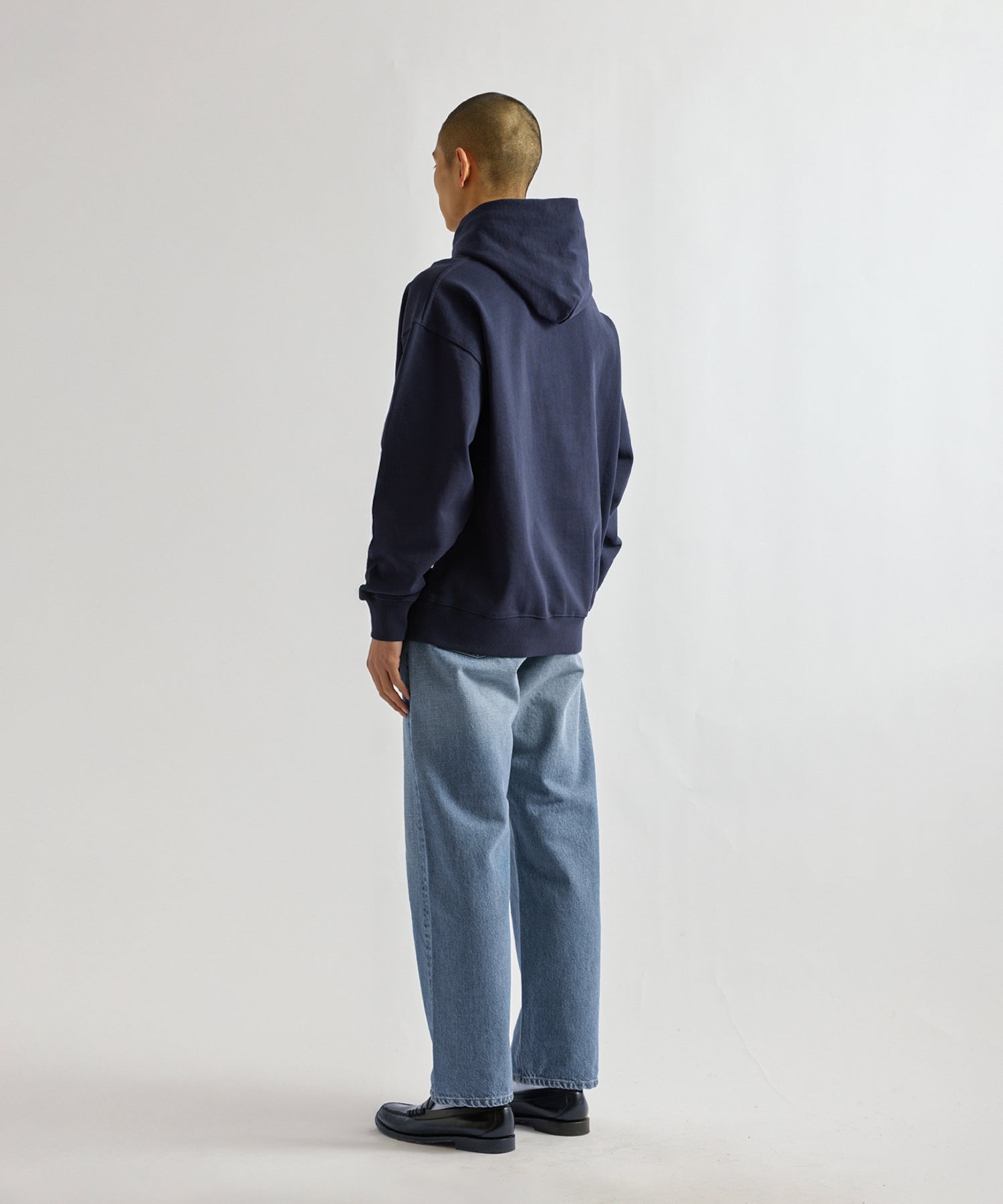 Saturdays NYC Warren Vintage Serif Relaxed Hoodie in Navy