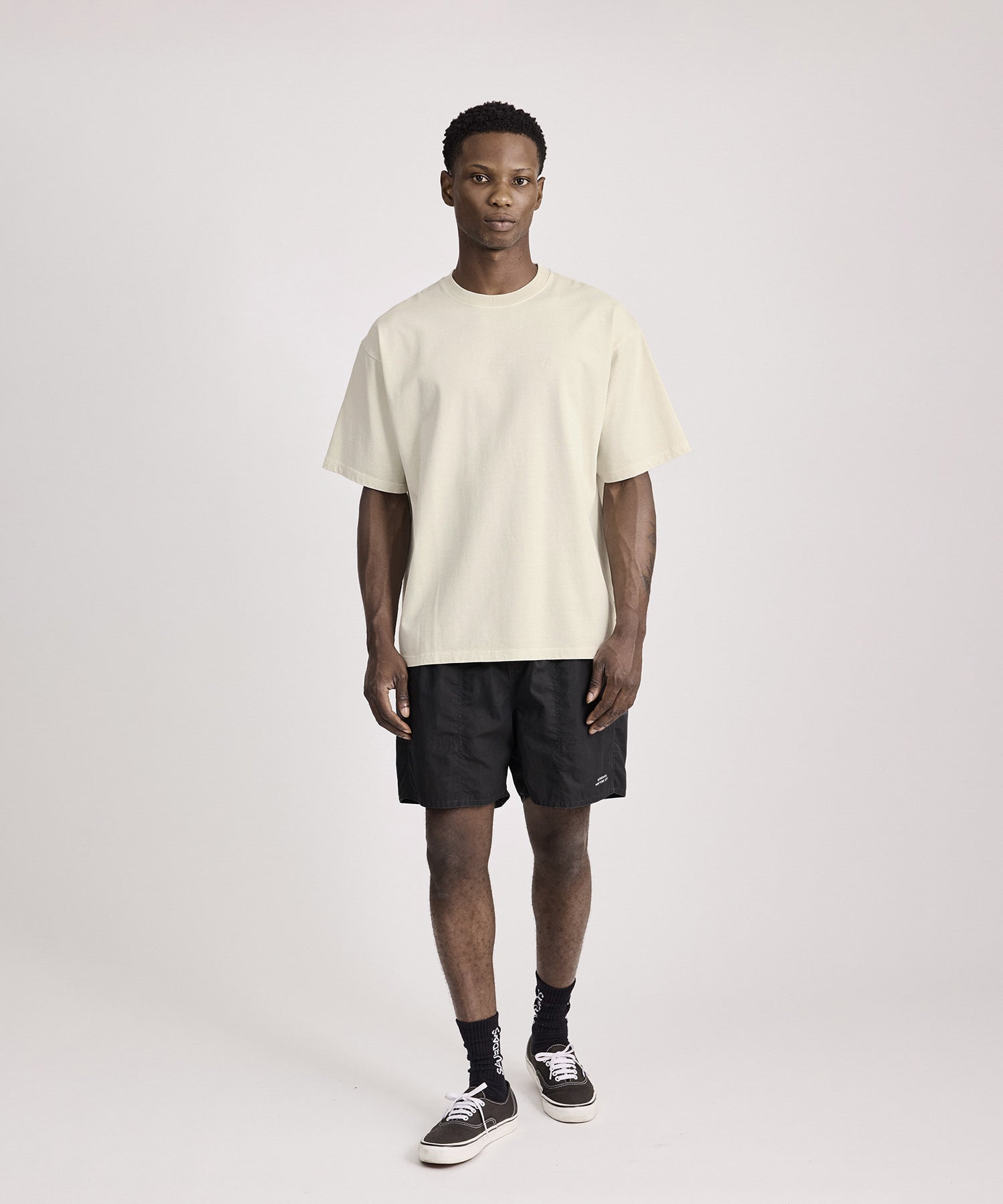 Saturdays NYC SNYC Relaxed Pigment Dyed Short Sleeve Tee in Ivory