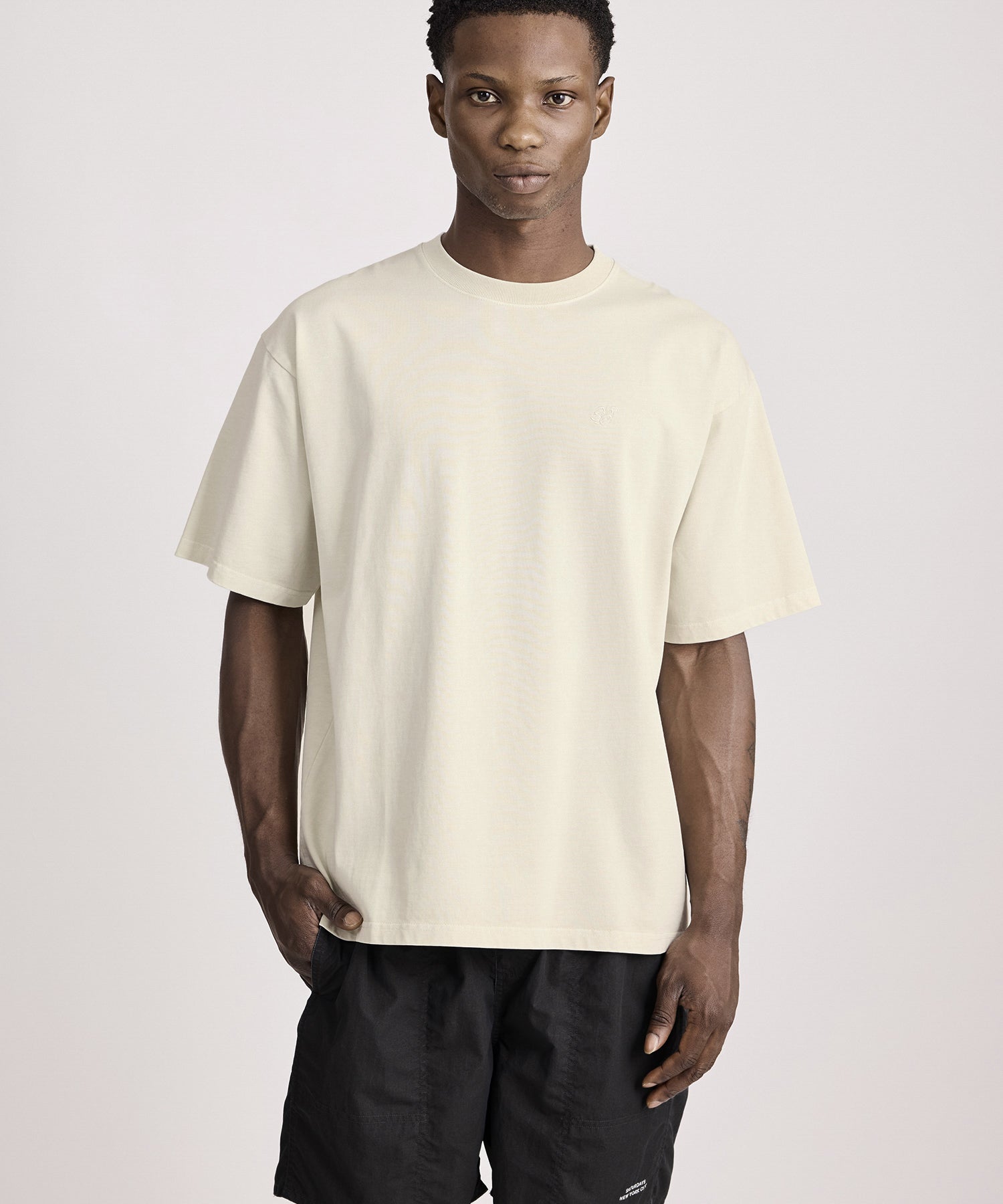 Saturdays NYC SNYC Relaxed Pigment Dyed Short Sleeve Tee in Ivory