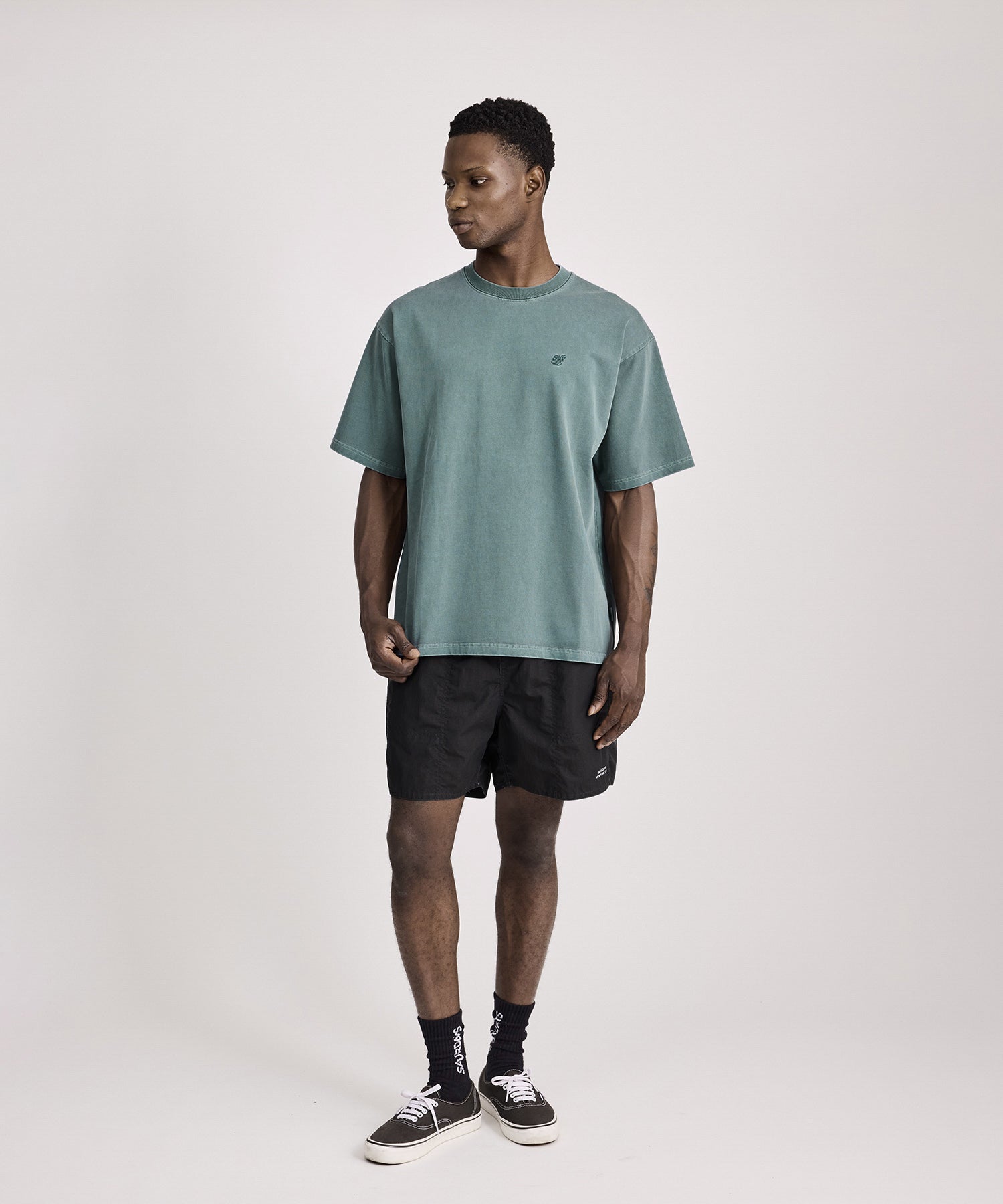 Saturdays NYC SNYC Relaxed Pigment Dyed Short Sleeve Tee in Green