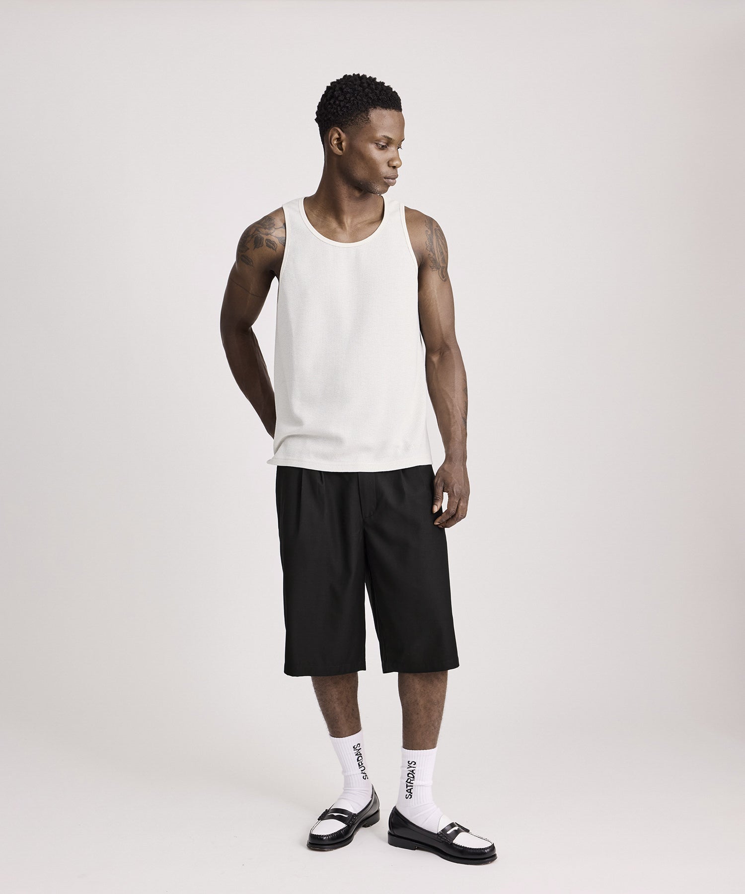 Saturdays NYC Venice Waffle Tank in Ivory