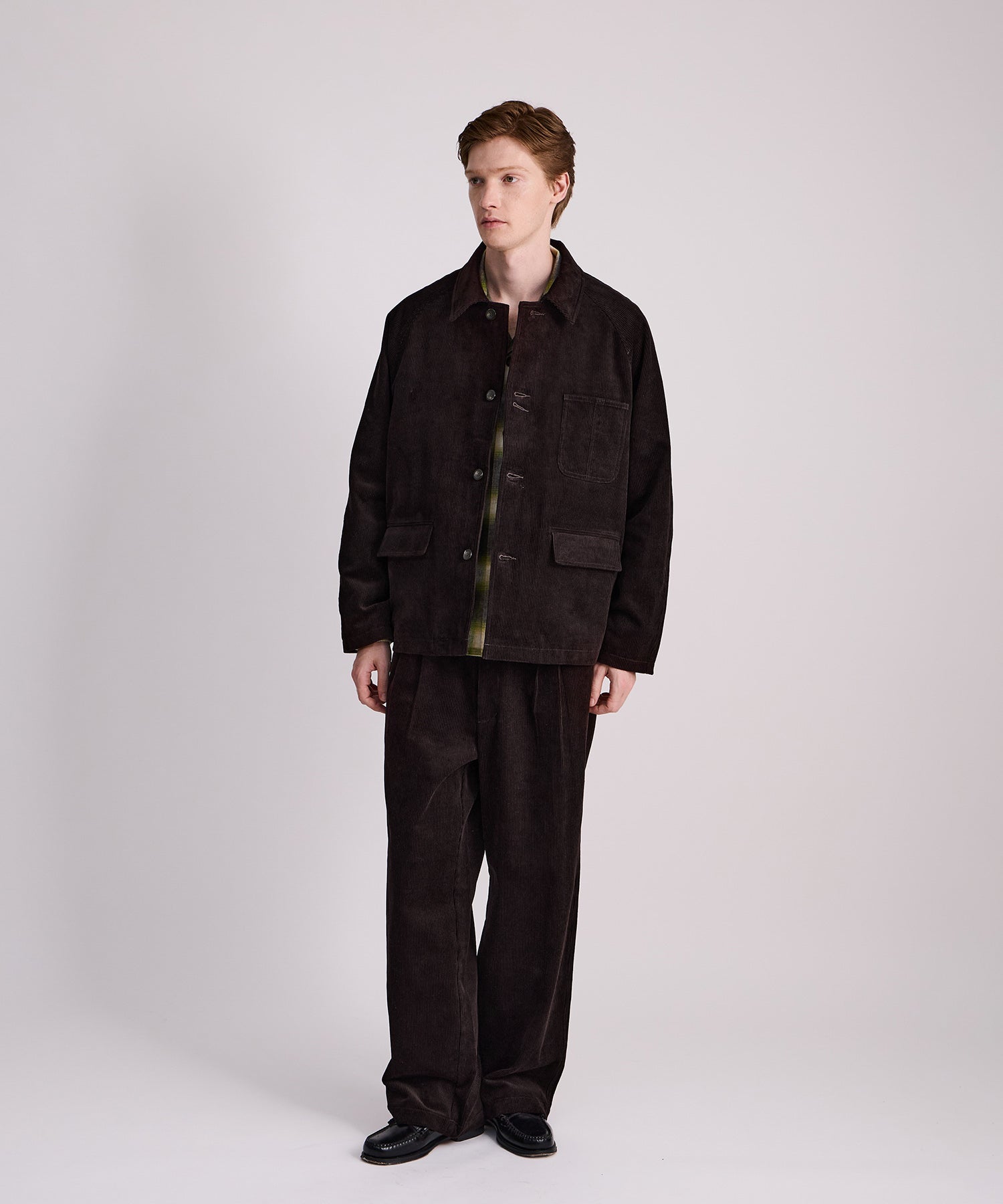Saturdays NYC Antoine Corduroy Chore Jacket in Dark Brown