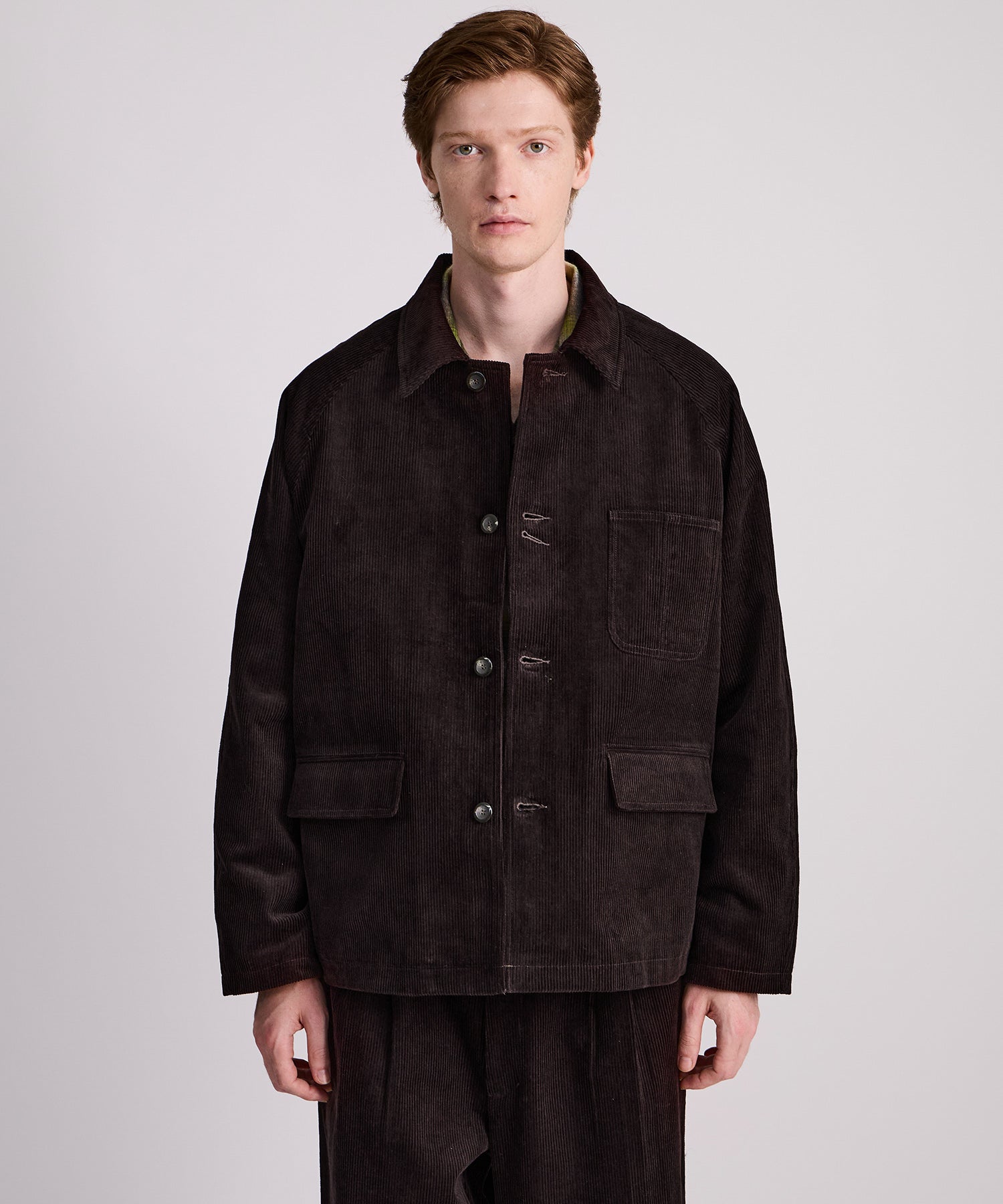 Saturdays NYC Antoine Corduroy Chore Jacket in Dark Brown