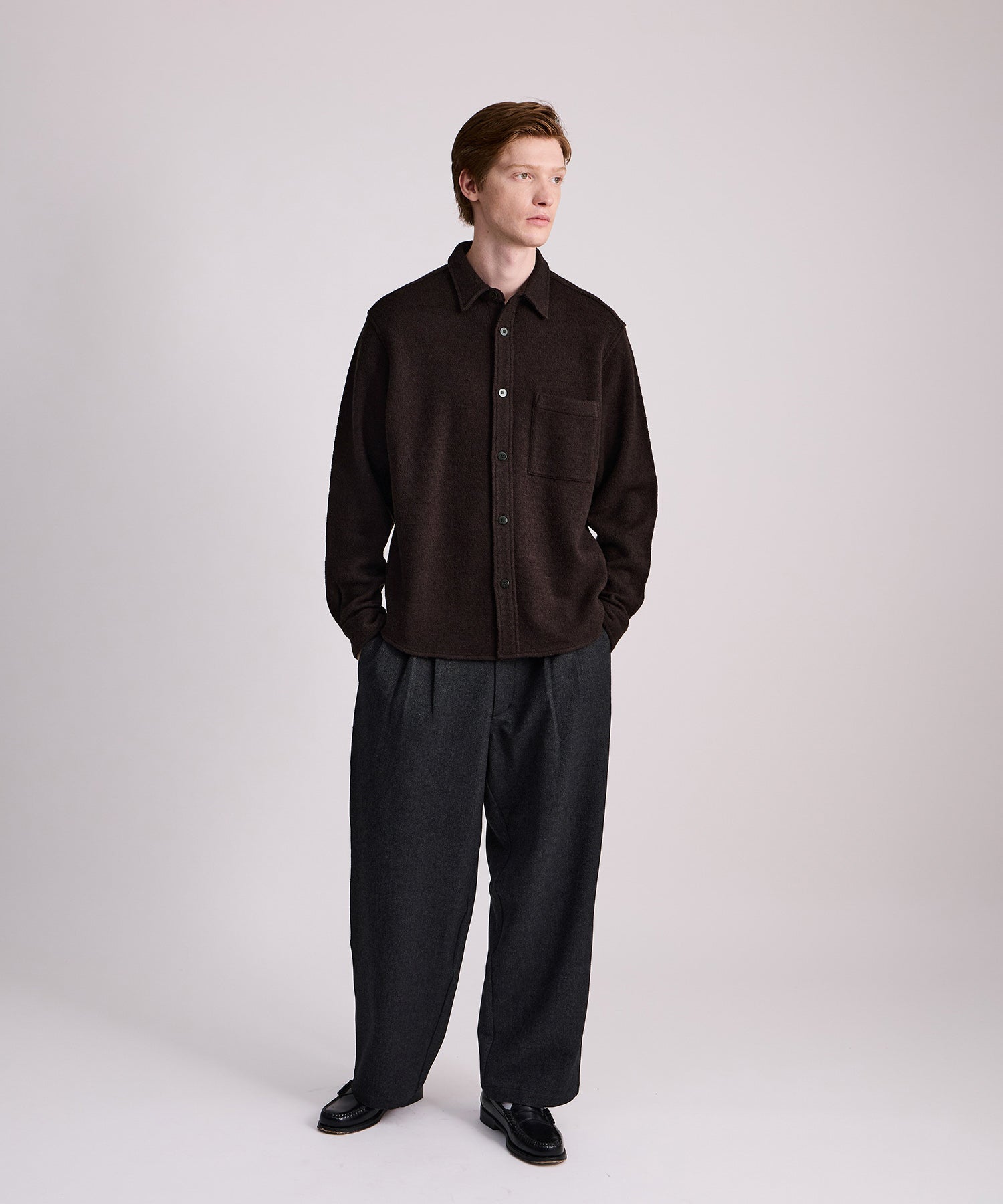 Saturdays NYC Ryan Heavy Boucle Shirt in Brown