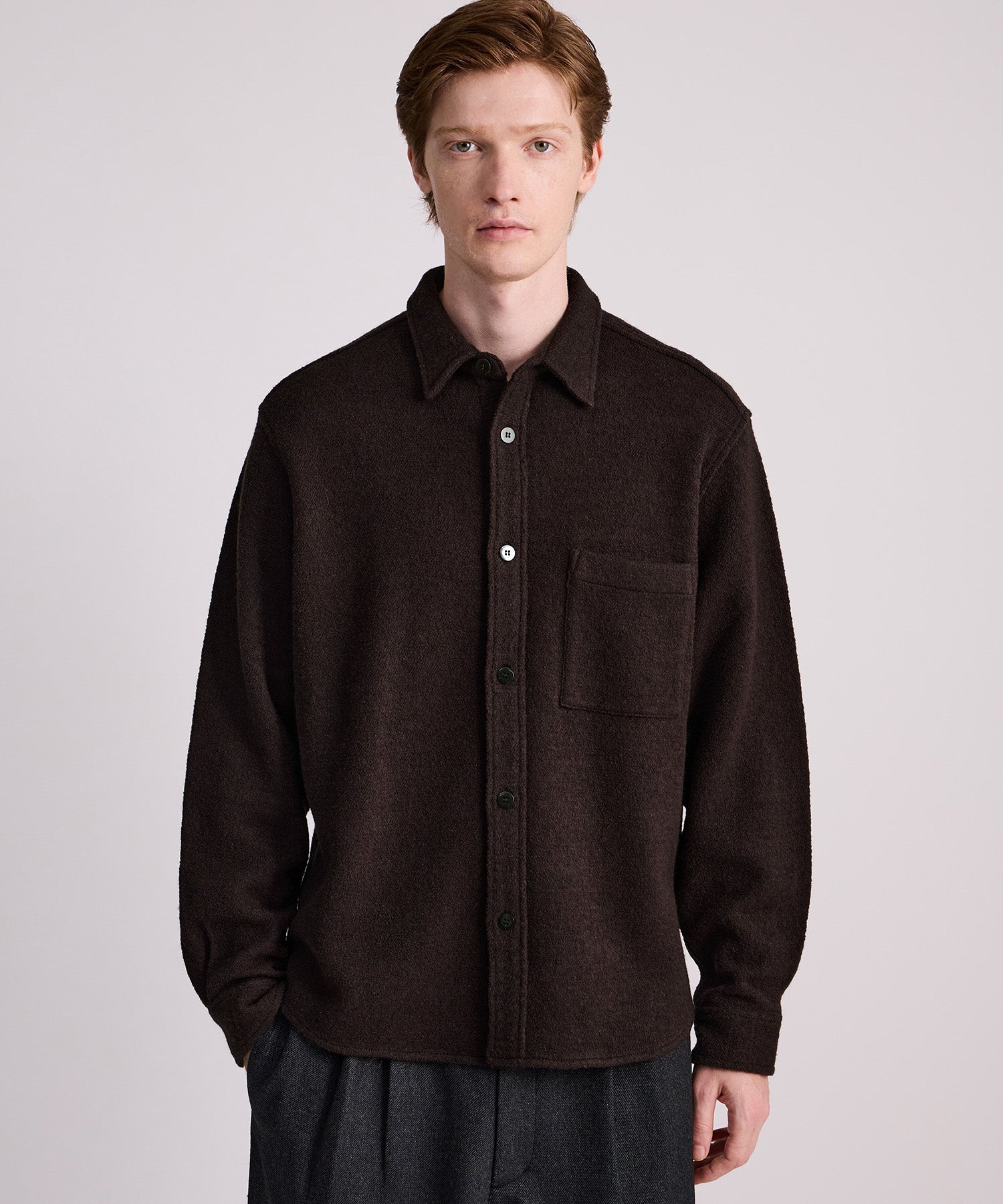 Saturdays NYC Ryan Heavy Boucle Shirt in Brown