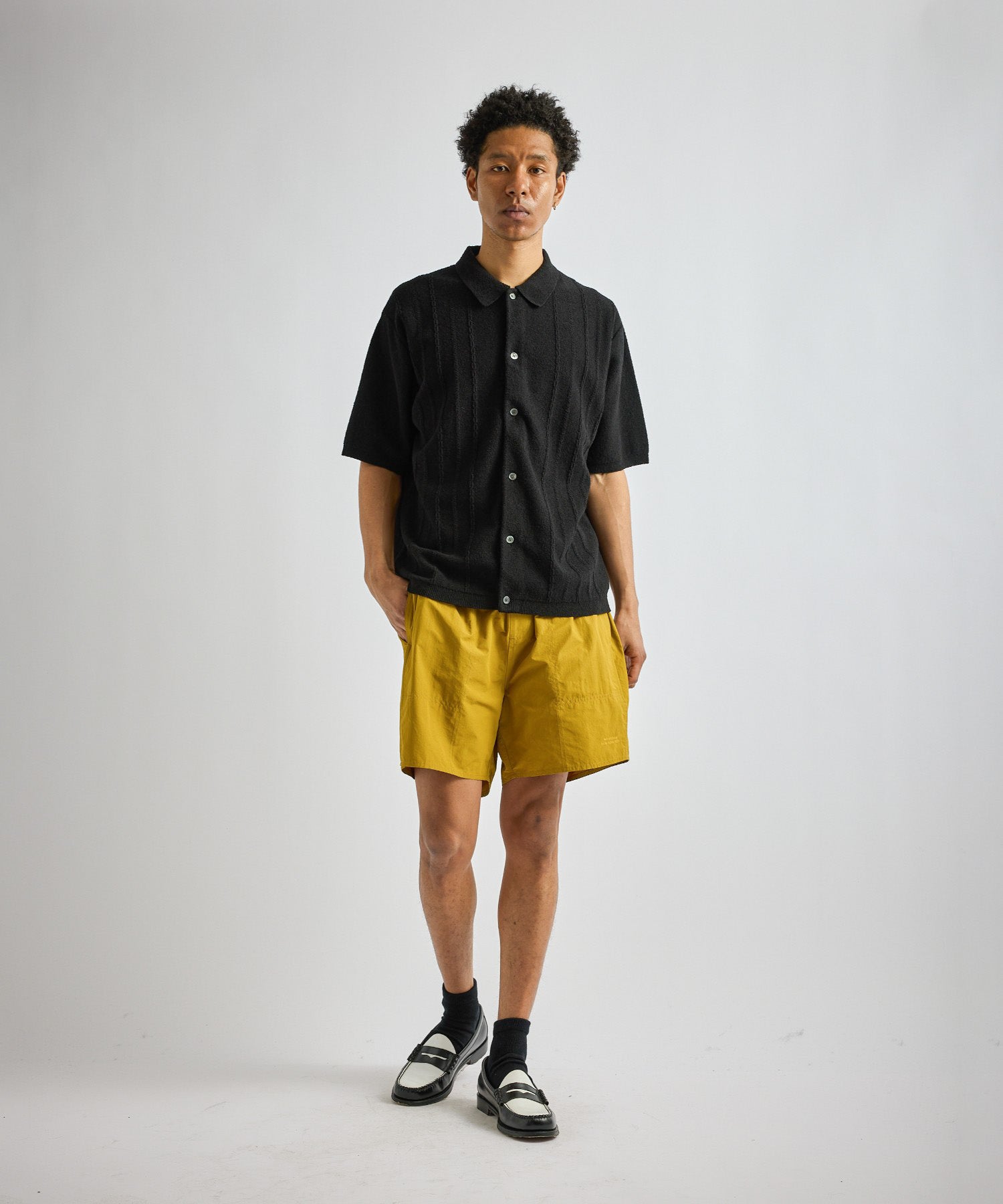 Saturdays NYC Kenneth Knit Shirt in Black