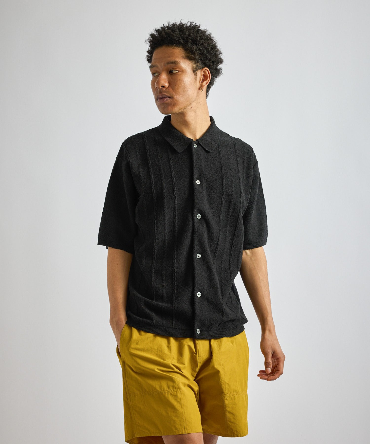Saturdays NYC Kenneth Knit Shirt in Black