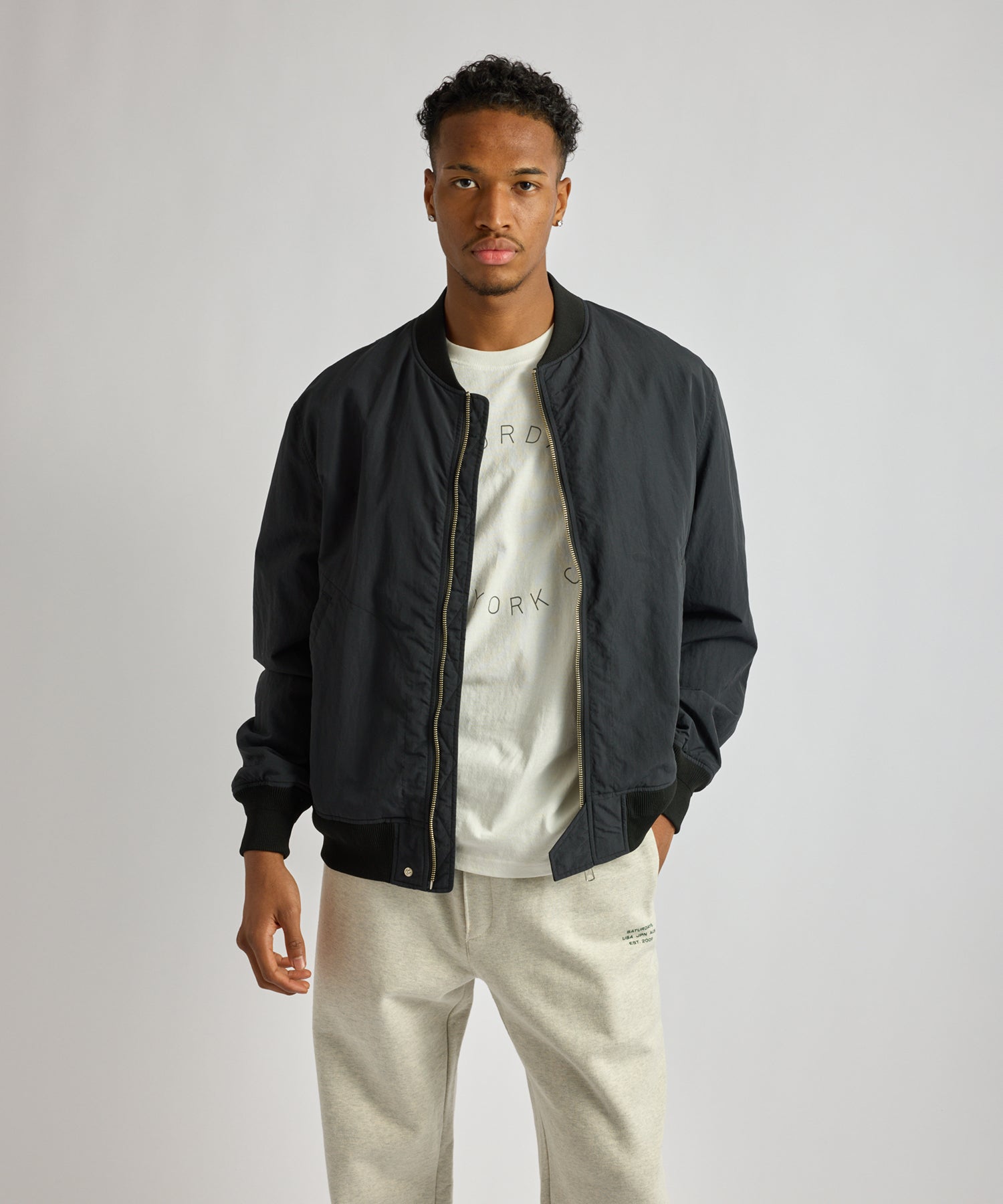 Saturdays NYC Goose Bomber Jacket in Black