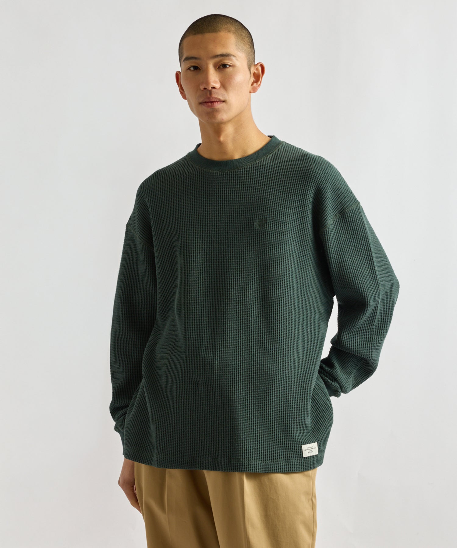 Saturdays NYC Alex Heavy Waffle Relaxed Top in Green