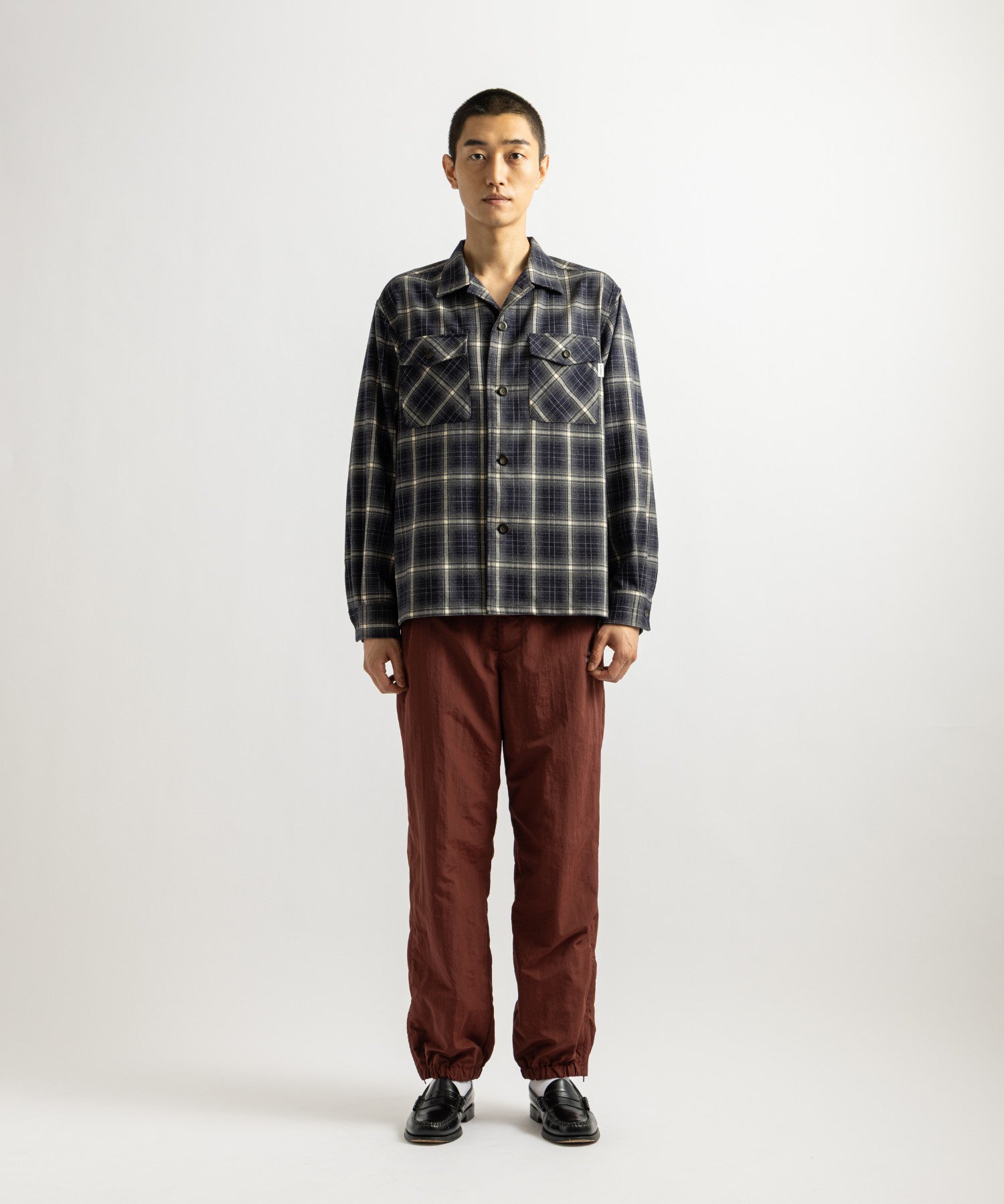 Saturdays NYC Marco Ombre Check CPO Shirt in Navy