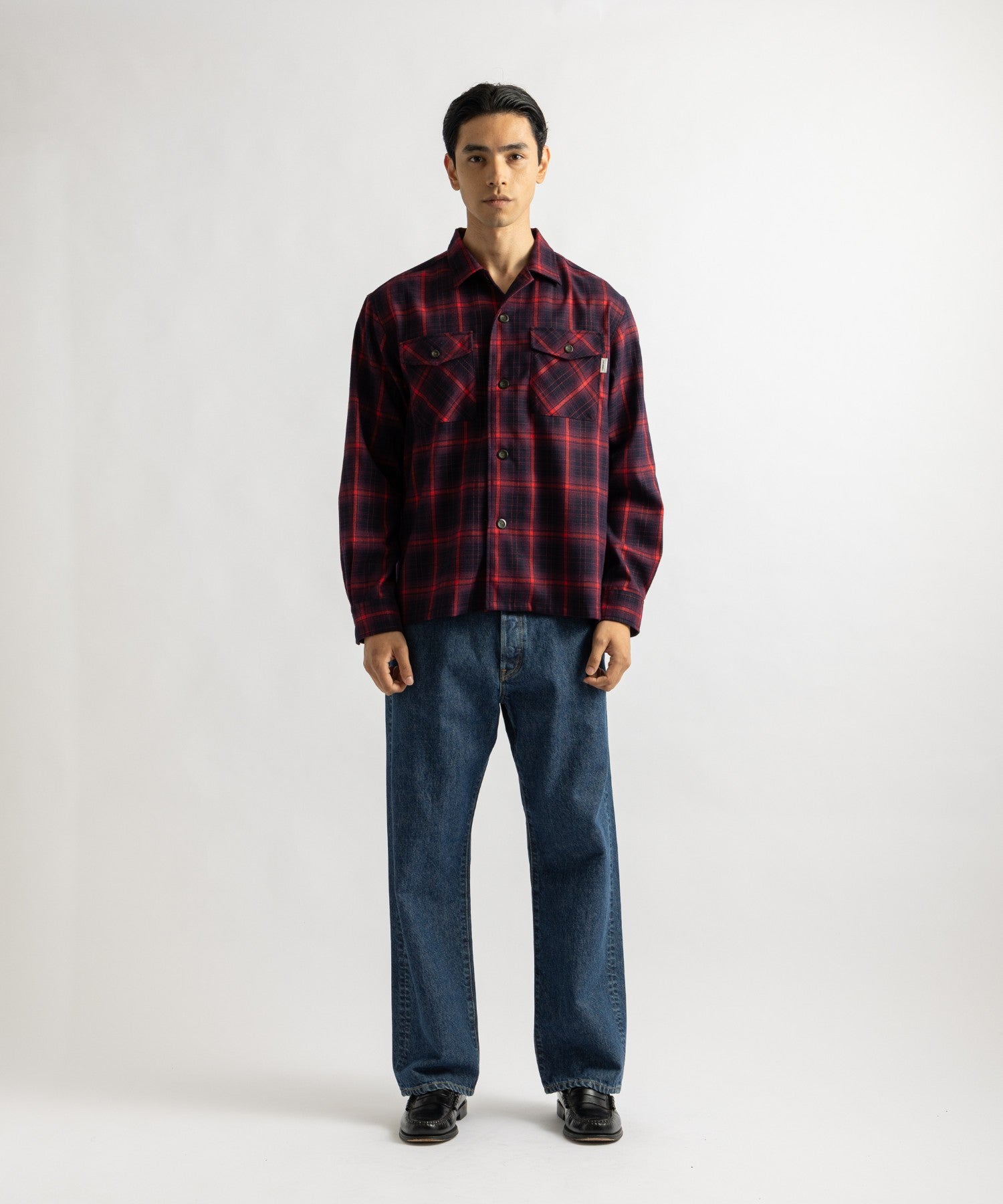 Saturdays NYC Marco Ombre Check CPO Shirt in Red