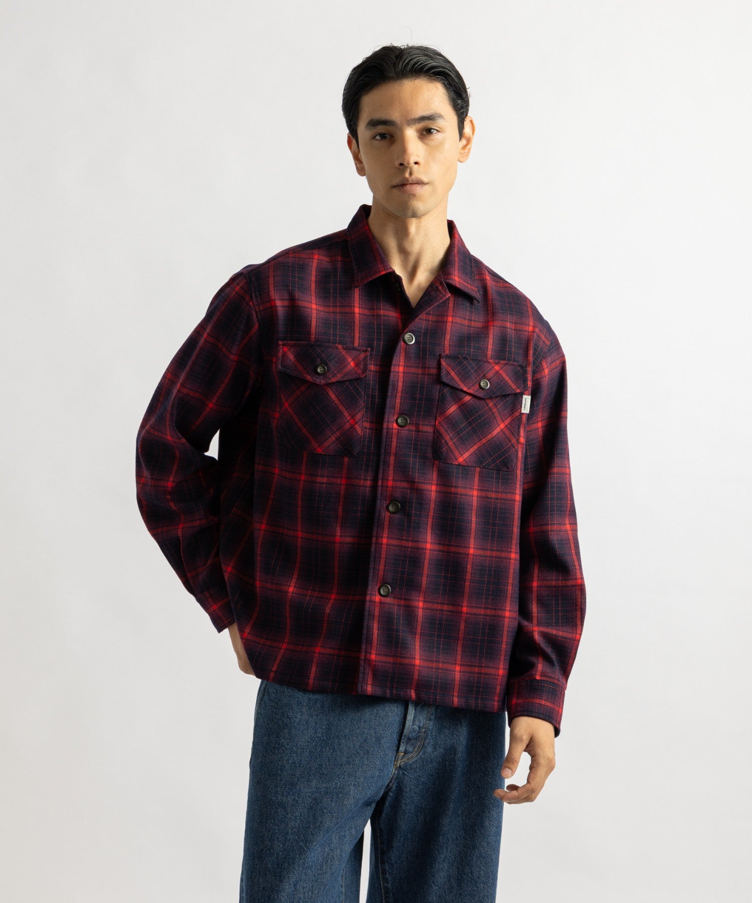 Saturdays NYC Marco Ombre Check CPO Shirt in Red