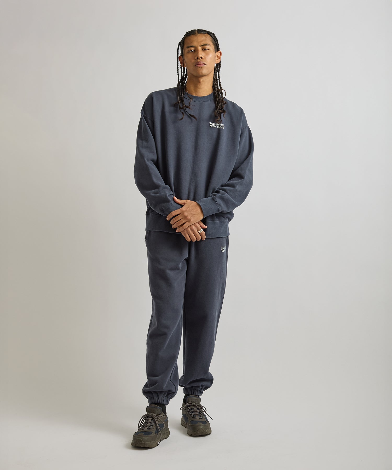 Saturdays NYC Ari Relaxed Ozone Washed Sweatshirt in Navy