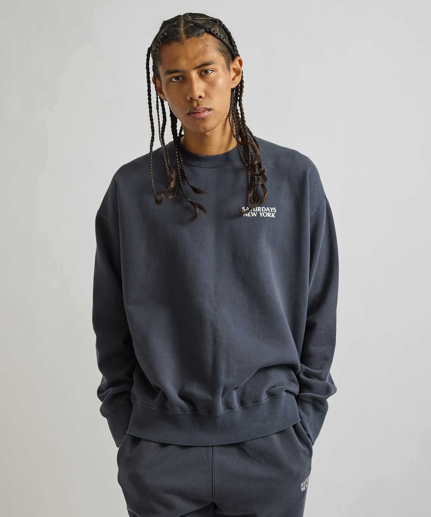Saturdays NYC Ari Relaxed Ozone Washed Sweatshirt in Navy
