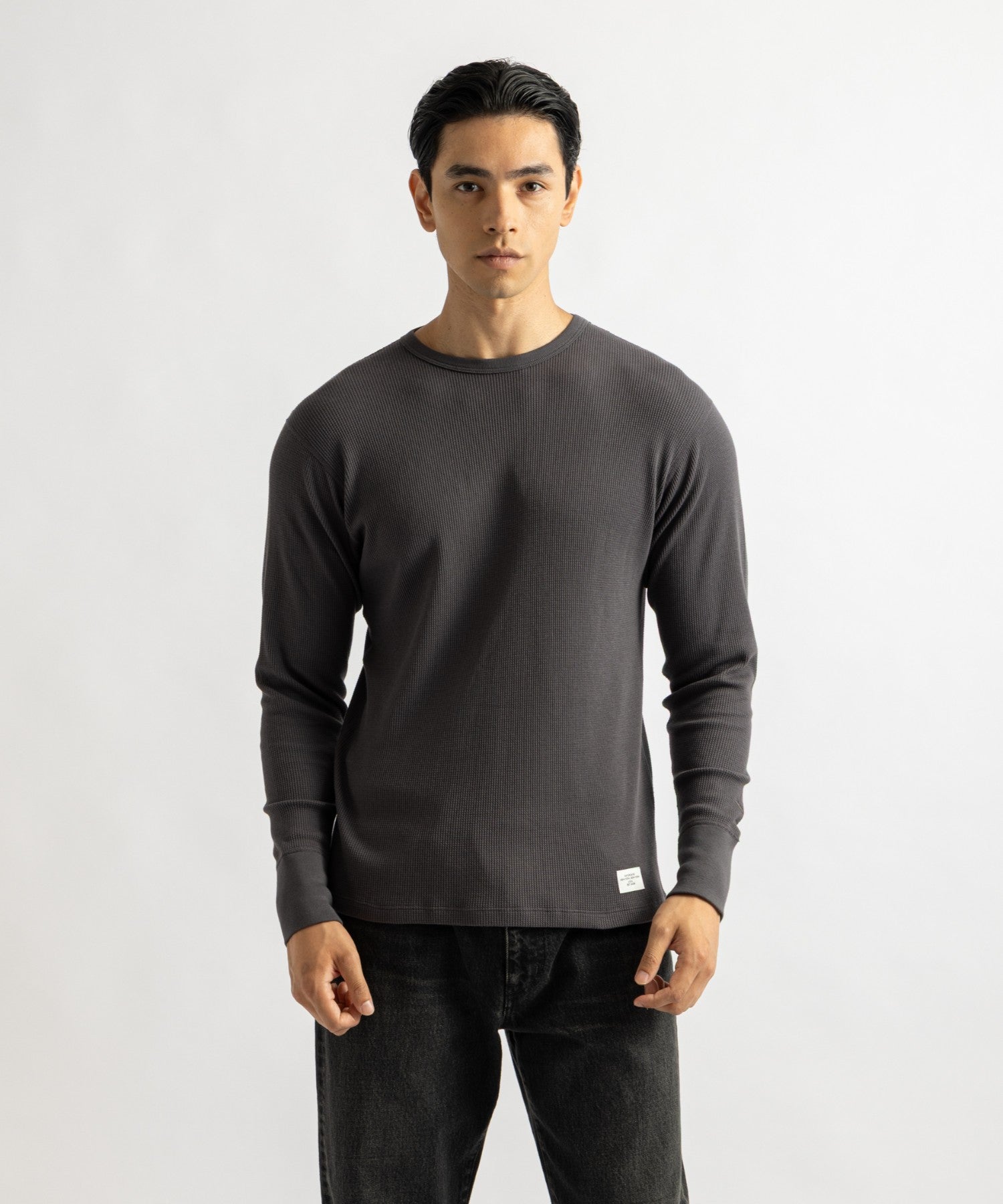 Hanes x Saturdays NYC Waffle Long Sleeve Tee 2-Pack in Off White and Gray